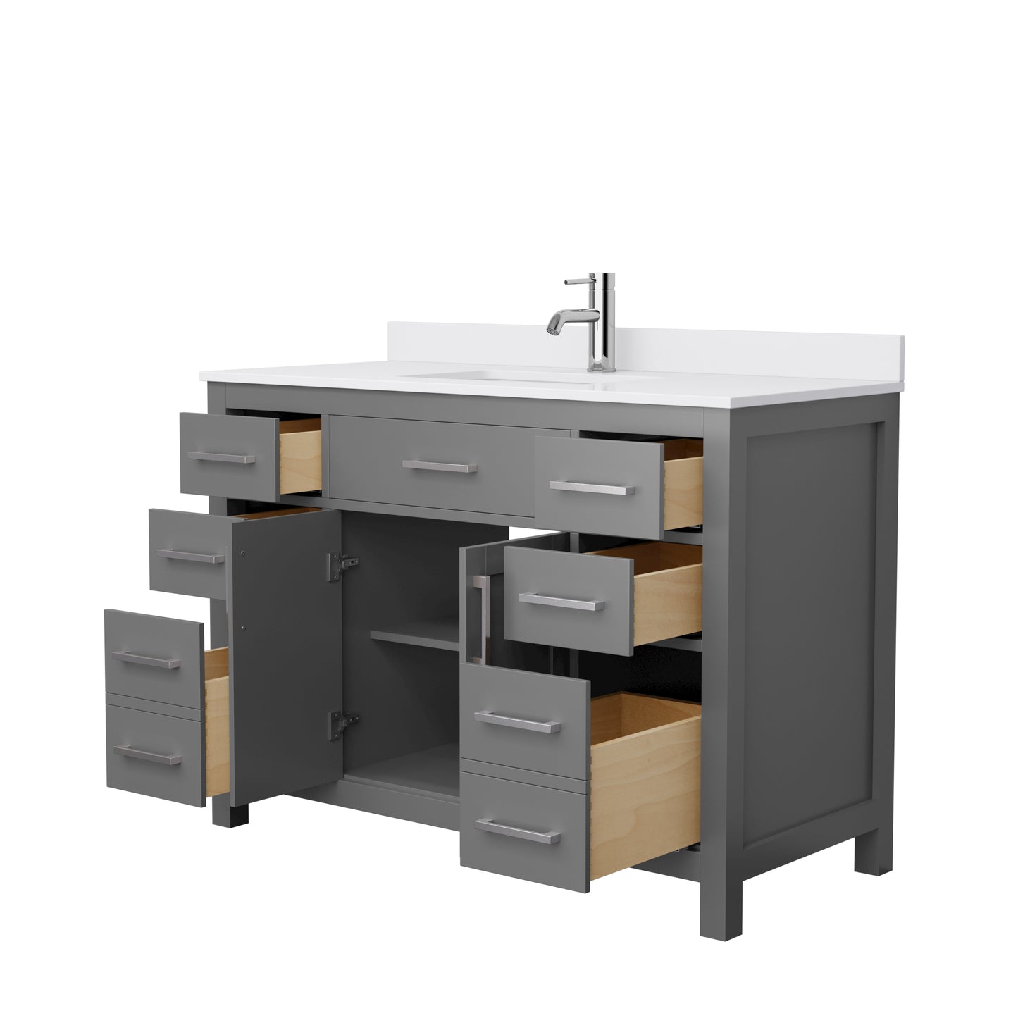 Beckett 48" Single Vanity in Dark Gray, White Cultured Marble Top, Nickel Trim