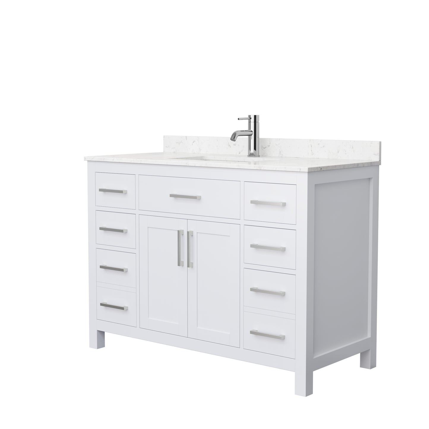 Beckett 48" Single Vanity in White, Carrara Cultured Marble Top, Nickel Trim