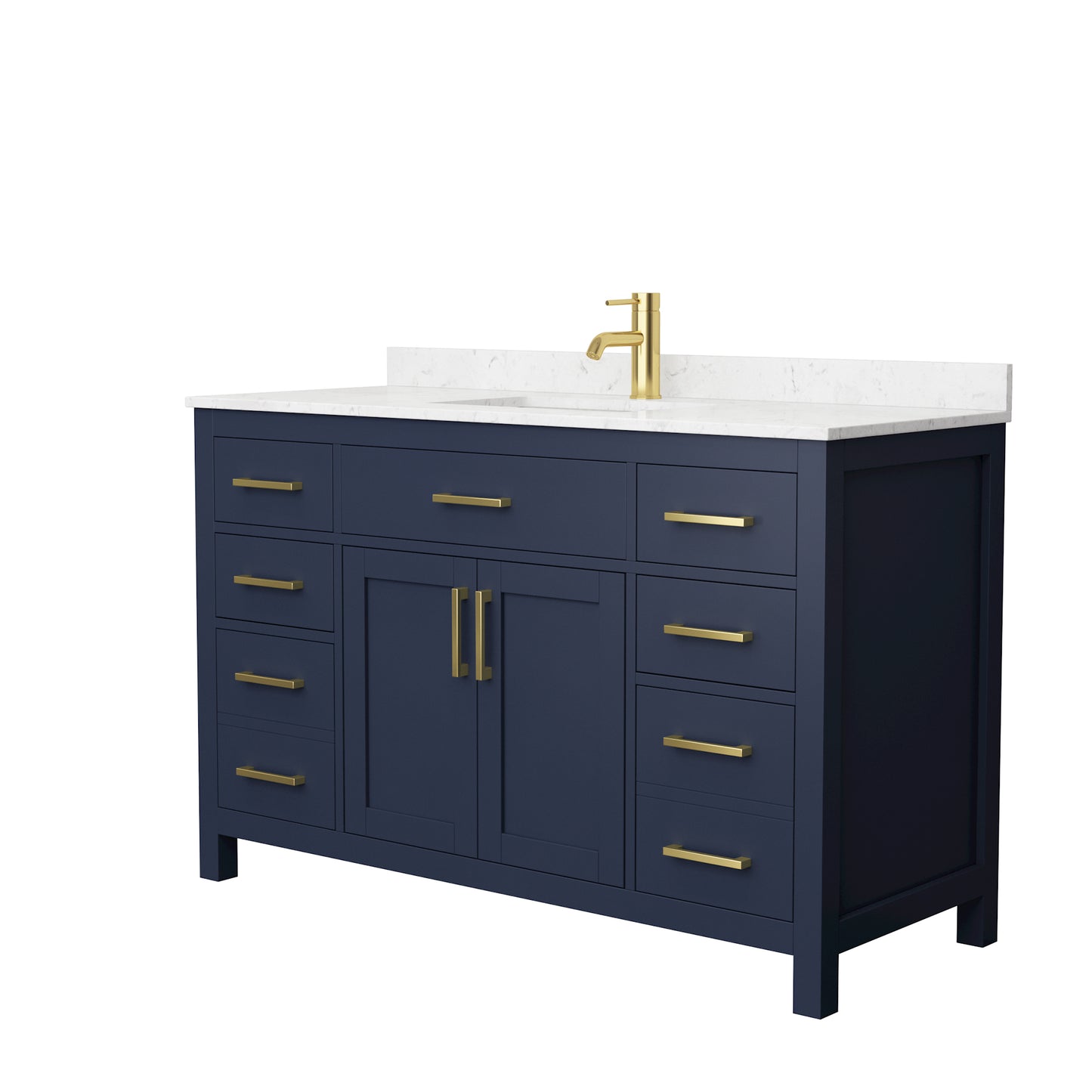 Beckett 54" Single Vanity in Dark Blue, Carrara Cultured Marble Top, Sink
