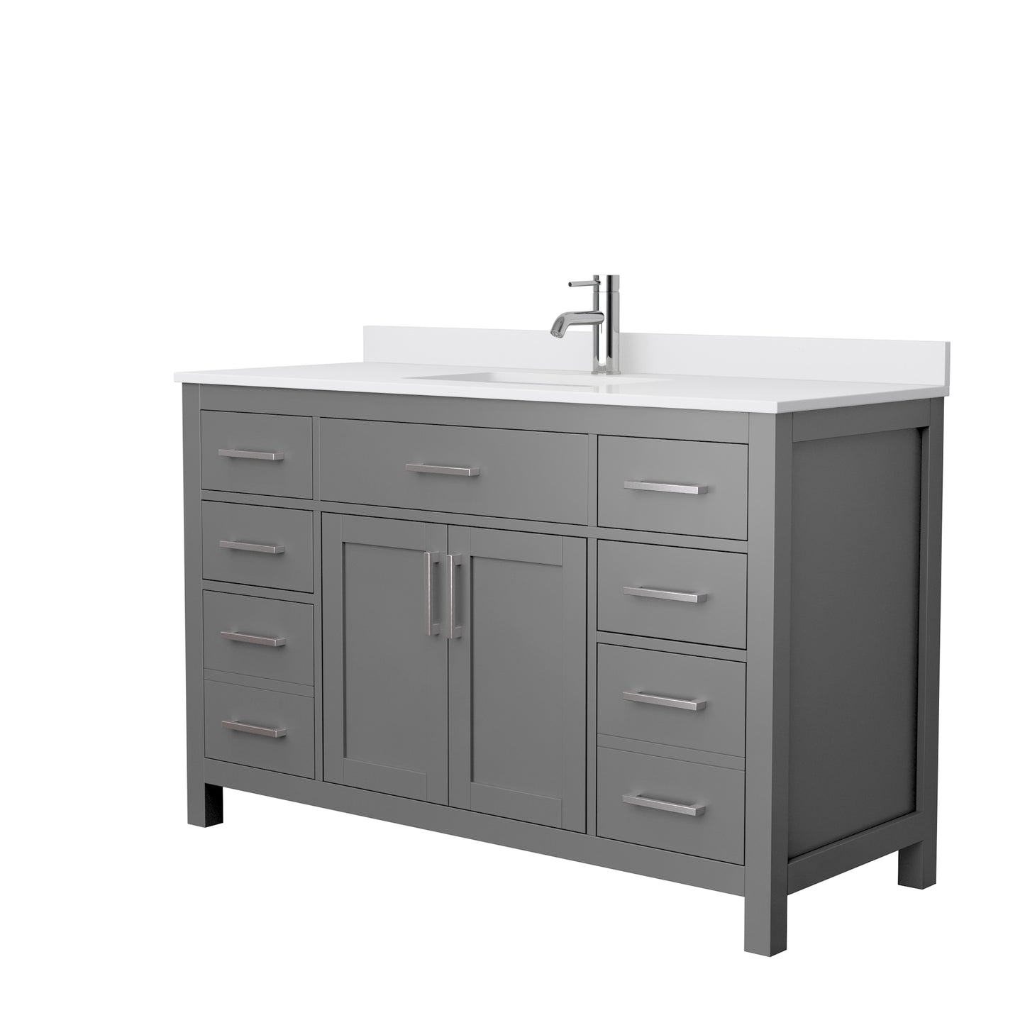 Beckett 54" Single Vanity in Dark Gray, White Cultured Marble Top, Sink
