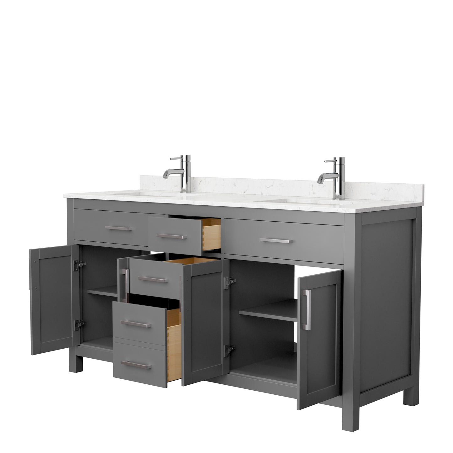Beckett 66" Double Vanity in Dark Gray, Carrara Cultured Marble Top, Sinks