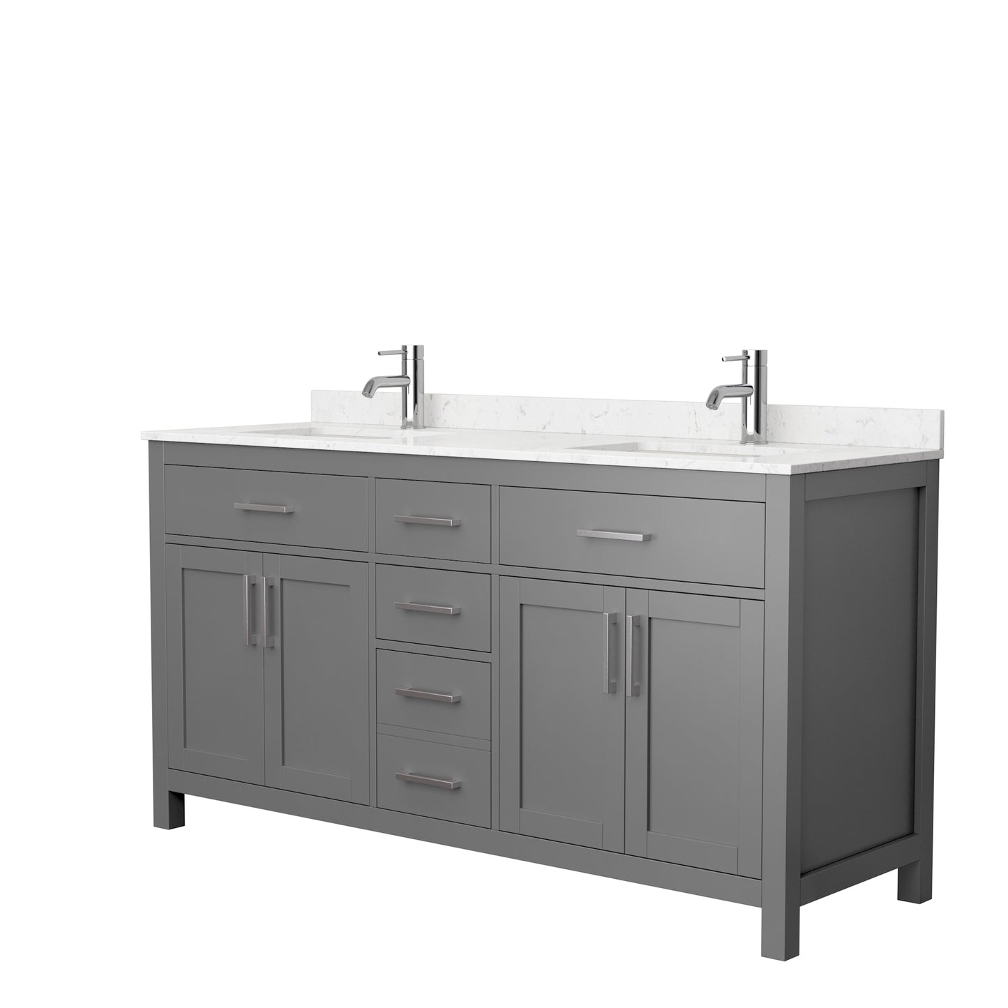 Beckett 66" Double Vanity in Dark Gray, Carrara Cultured Marble Top, Sinks