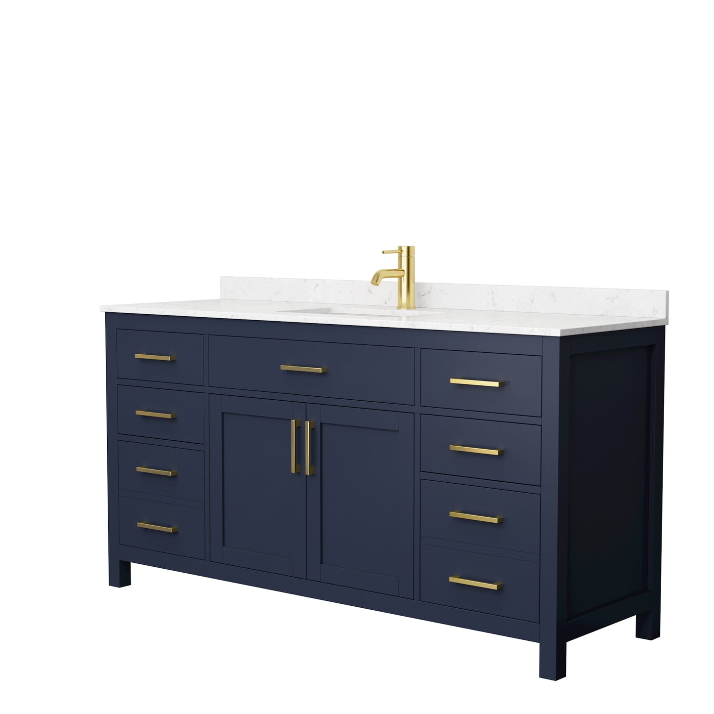 Beckett 66" Single Vanity in Dark Blue, Carrara Cultured Marble Top, Sink