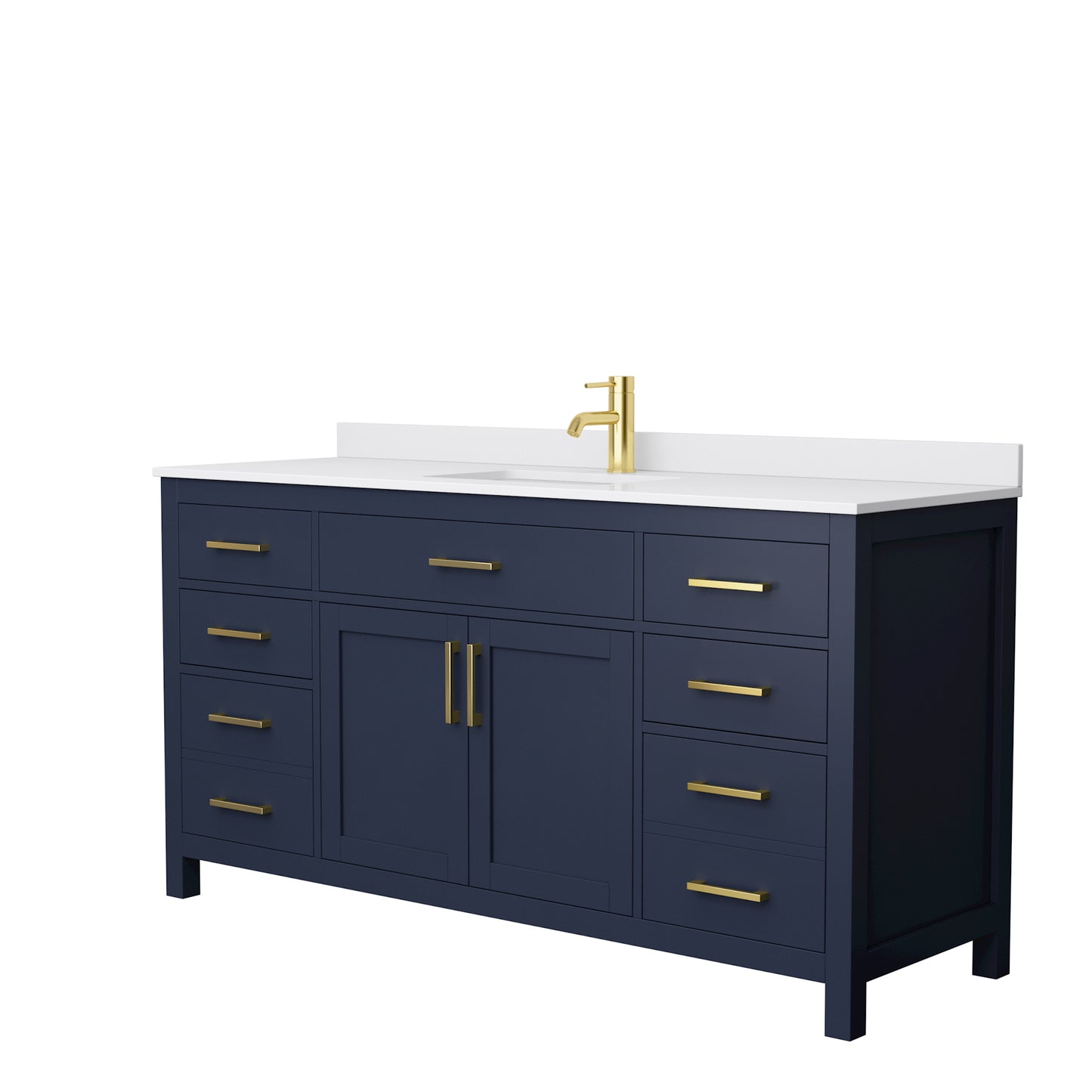 Beckett 66" Single Vanity in Dark Blue, White Cultured Marble Top, Sink