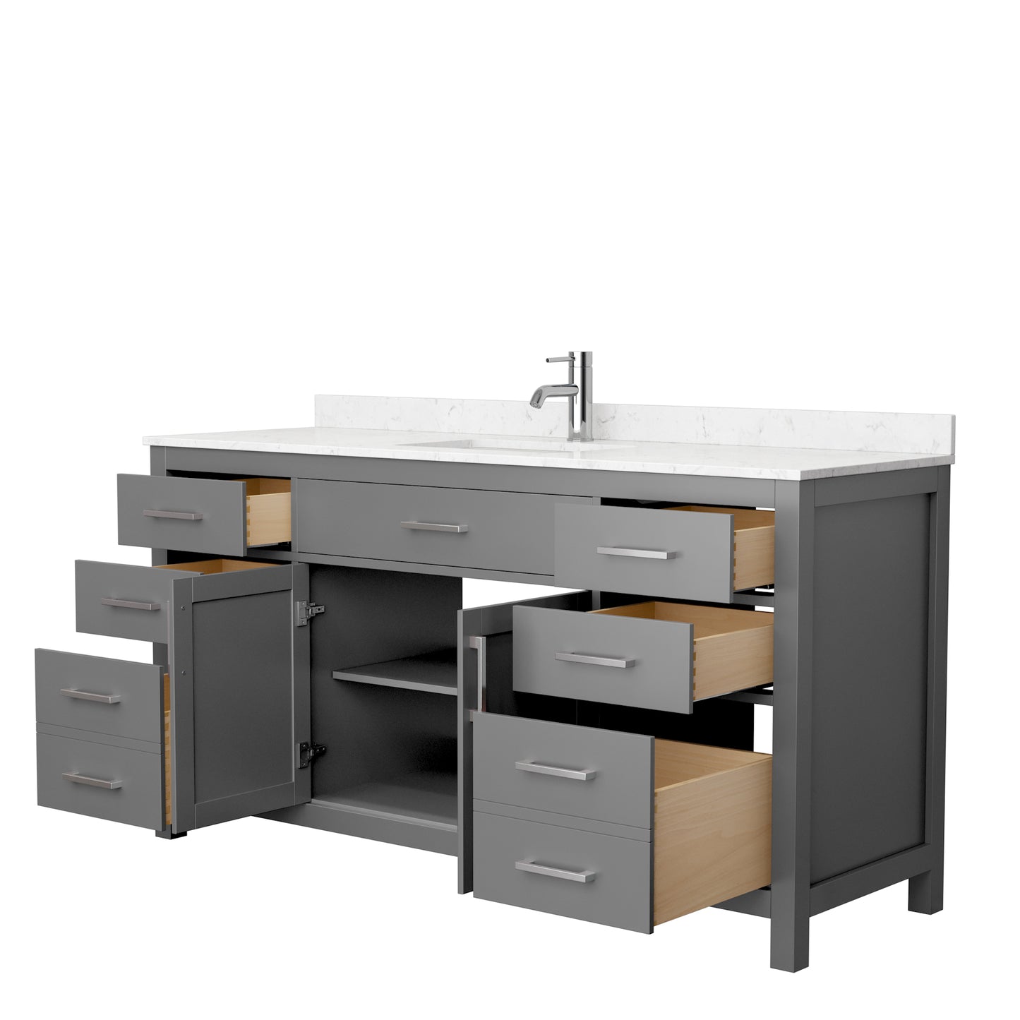 Beckett 66" Single Vanity in Dark Gray, Carrara Cultured Marble Top, Sink