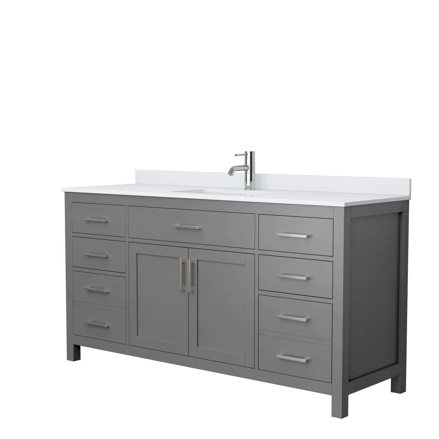 Beckett 66" Single Vanity in Dark Gray, White Cultured Marble Top, Sink
