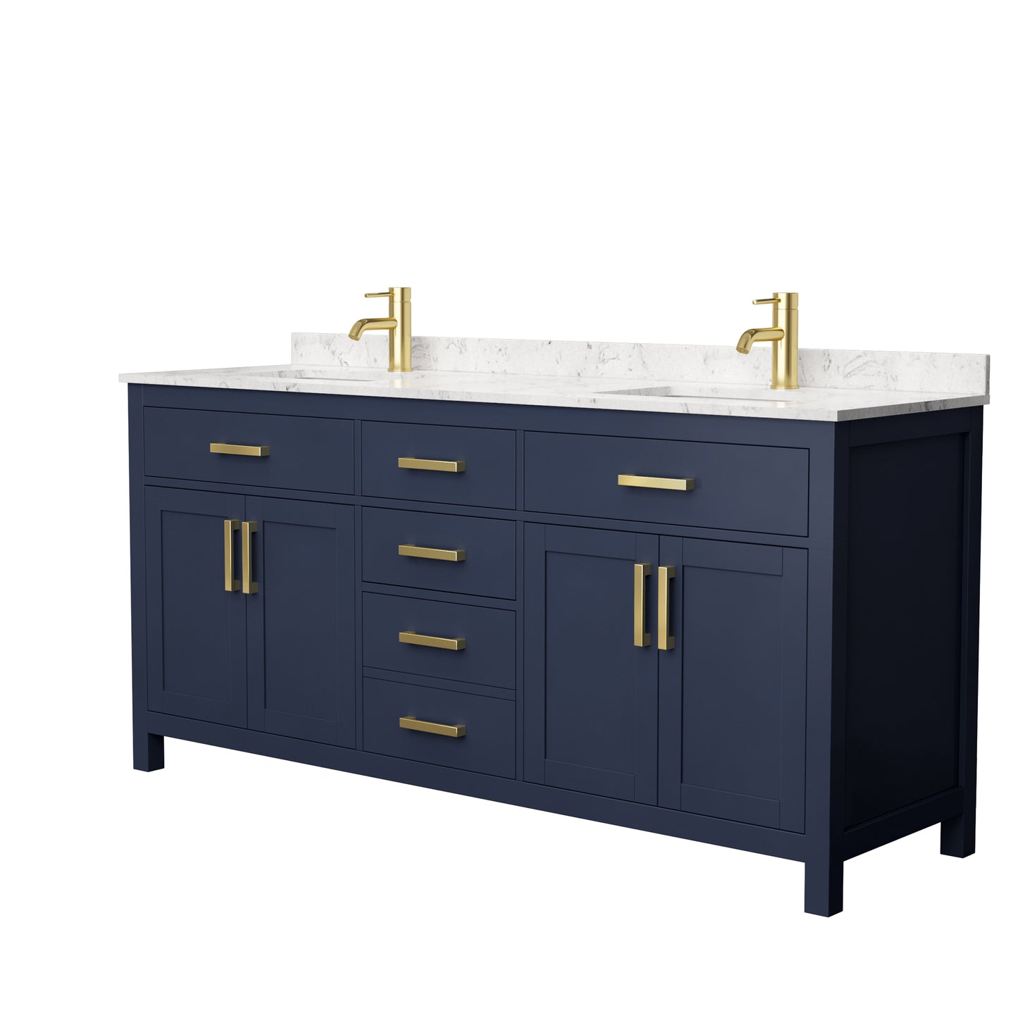 Beckett 72" Double Vanity in Dark Blue, Carrara Cultured Marble Top, Sinks