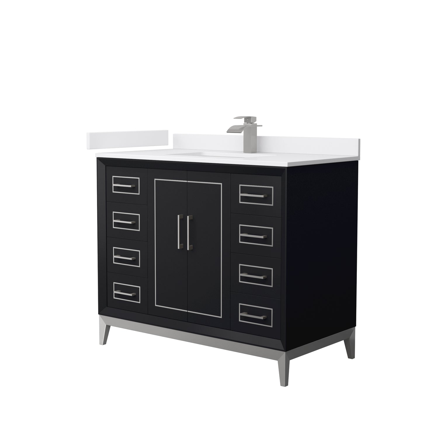 Marlena 42 " Single Vanity in Black, White Marble Top, Sink, Nickel Trim