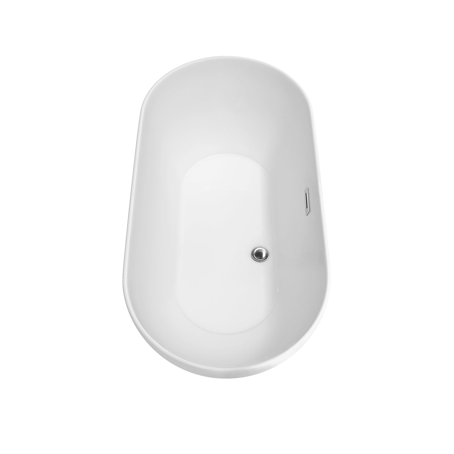 Melissa 60" Freestanding Bathtub in White, Polished Chrome Drain, Overflow Trim