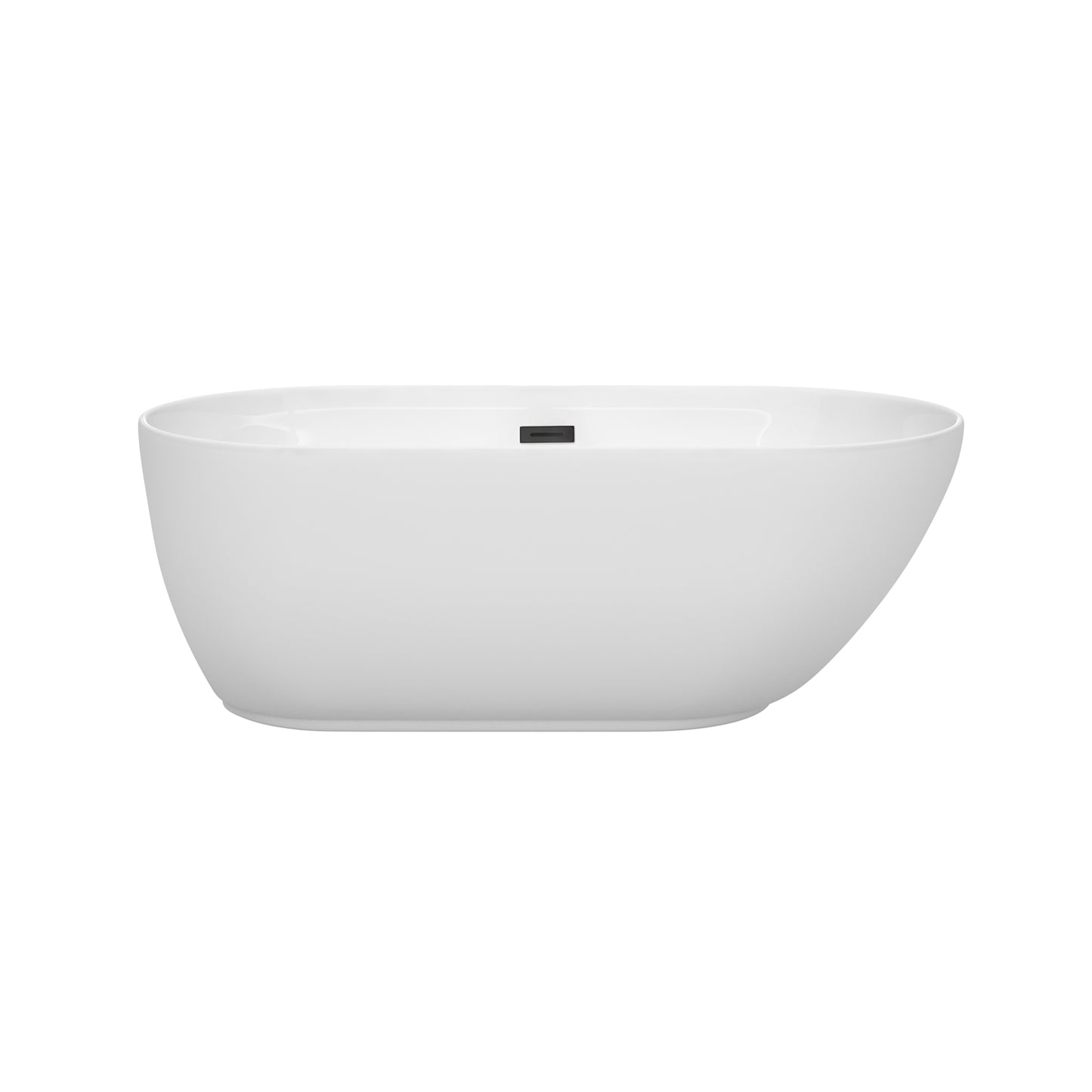 Melissa 60" Freestanding Bathtub in White, Matte Black Drain, Overflow Trim