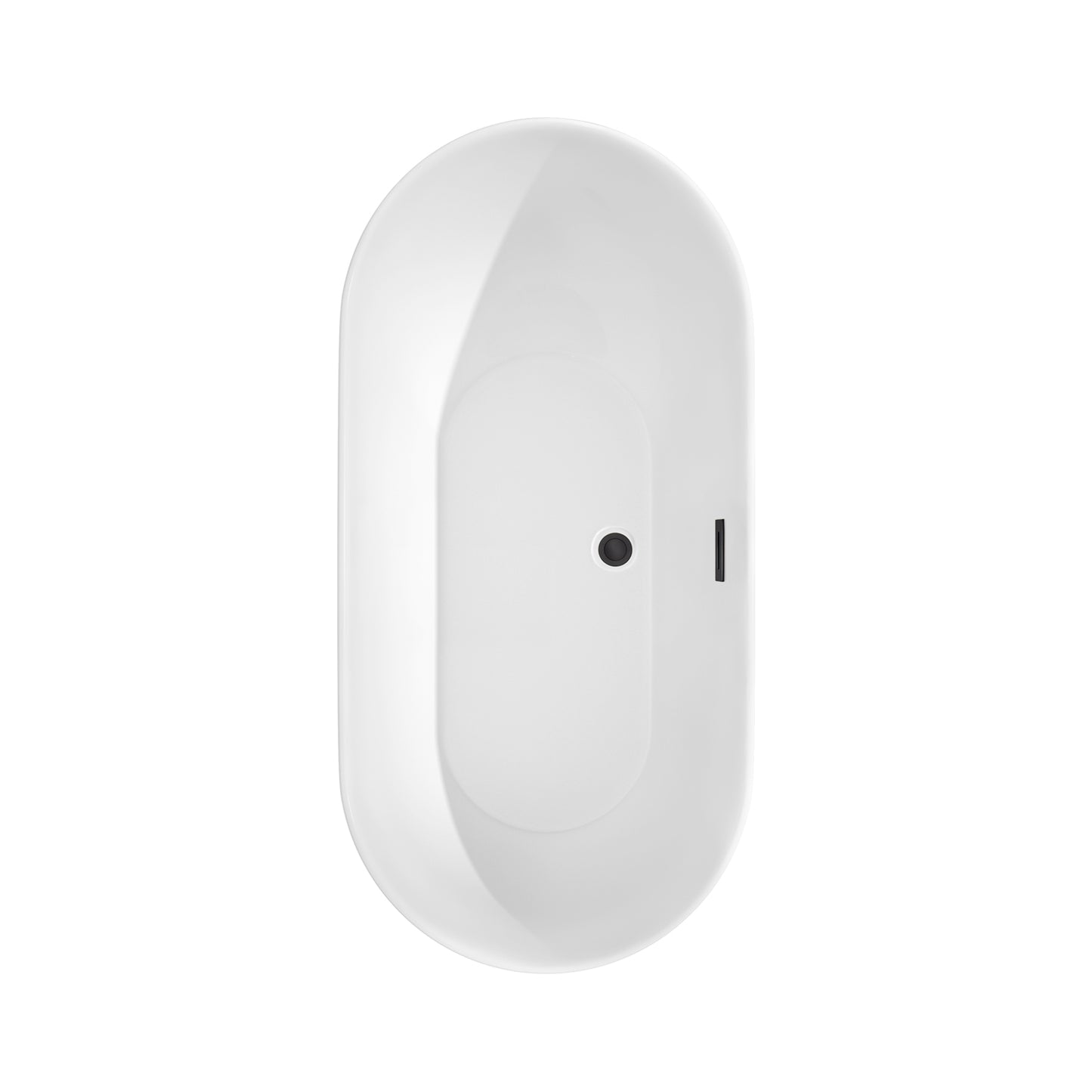 Melissa 60" Freestanding Bathtub in White, Overflow Trim in Matte Black