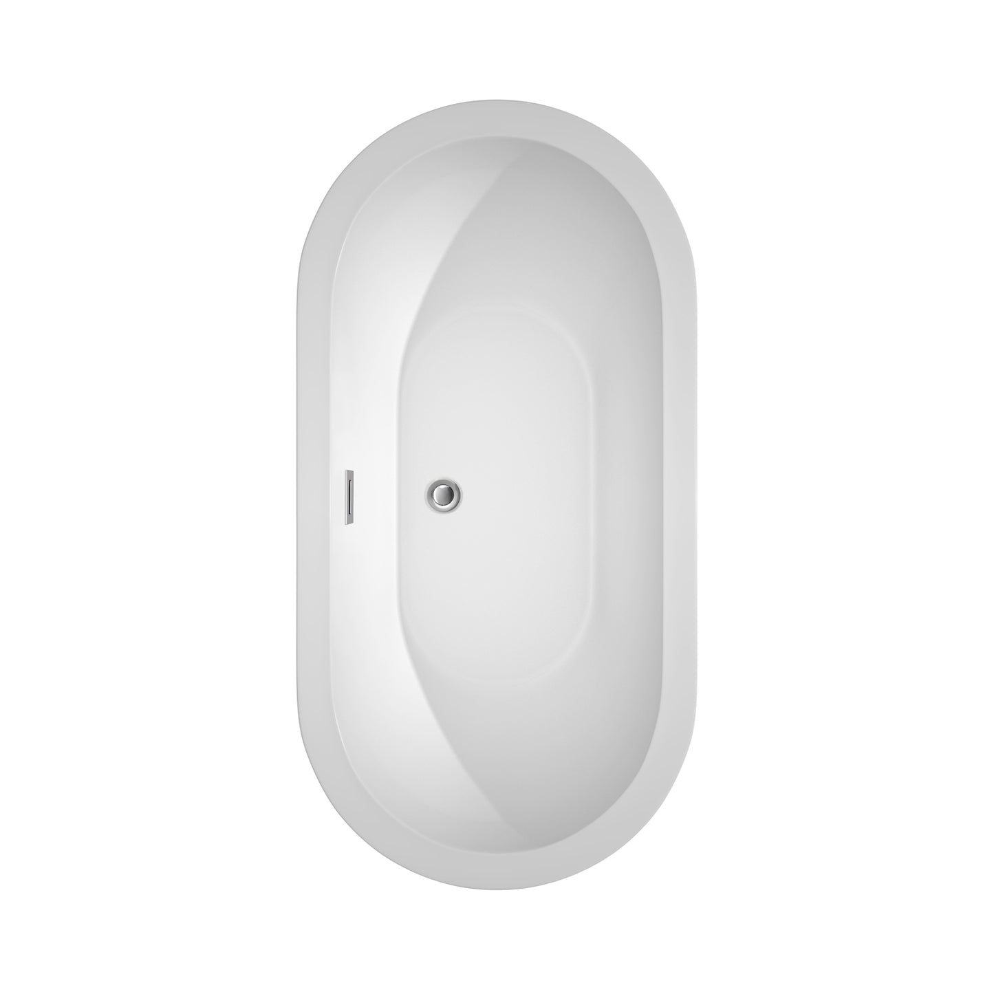 Soho 60" Freestanding Bathtub in White, Chrome Trim, Faucet in Brushed Gold