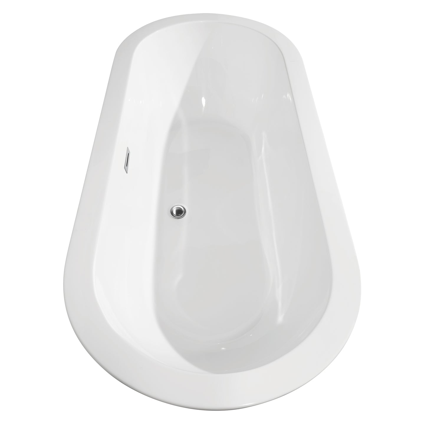 Soho 68" Freestanding Bathtub in White, Chrome Trim, Faucet in Brushed Gold
