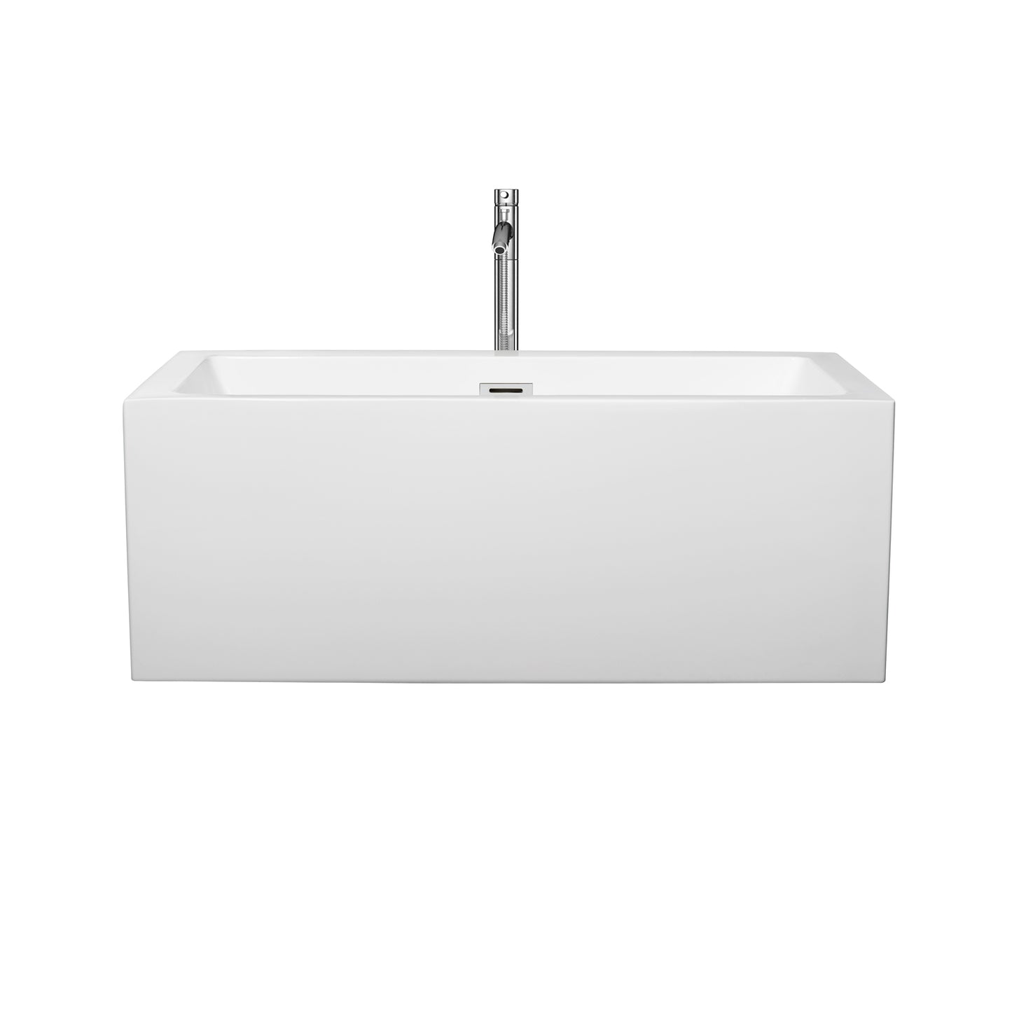 Melody 60" Freestanding Bathtub in White, Overflow Trim in Chrome