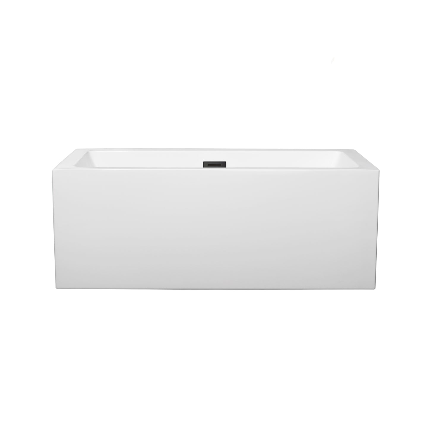 Melody 60" Freestanding Bathtub in White, Matte Black Drain, Overflow Trim