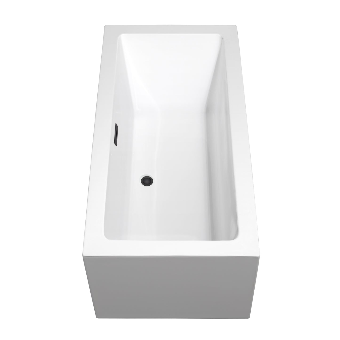 Melody 60" Freestanding Bathtub in White, Matte Black Drain, Overflow Trim