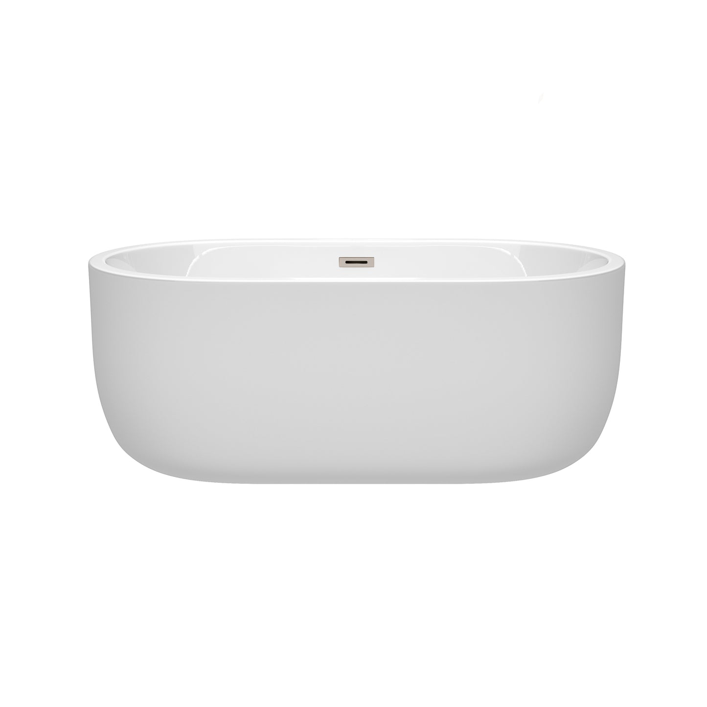 Juliette 60" Freestanding Bathtub in White, Brushed Nickel Drain, Overflow Trim