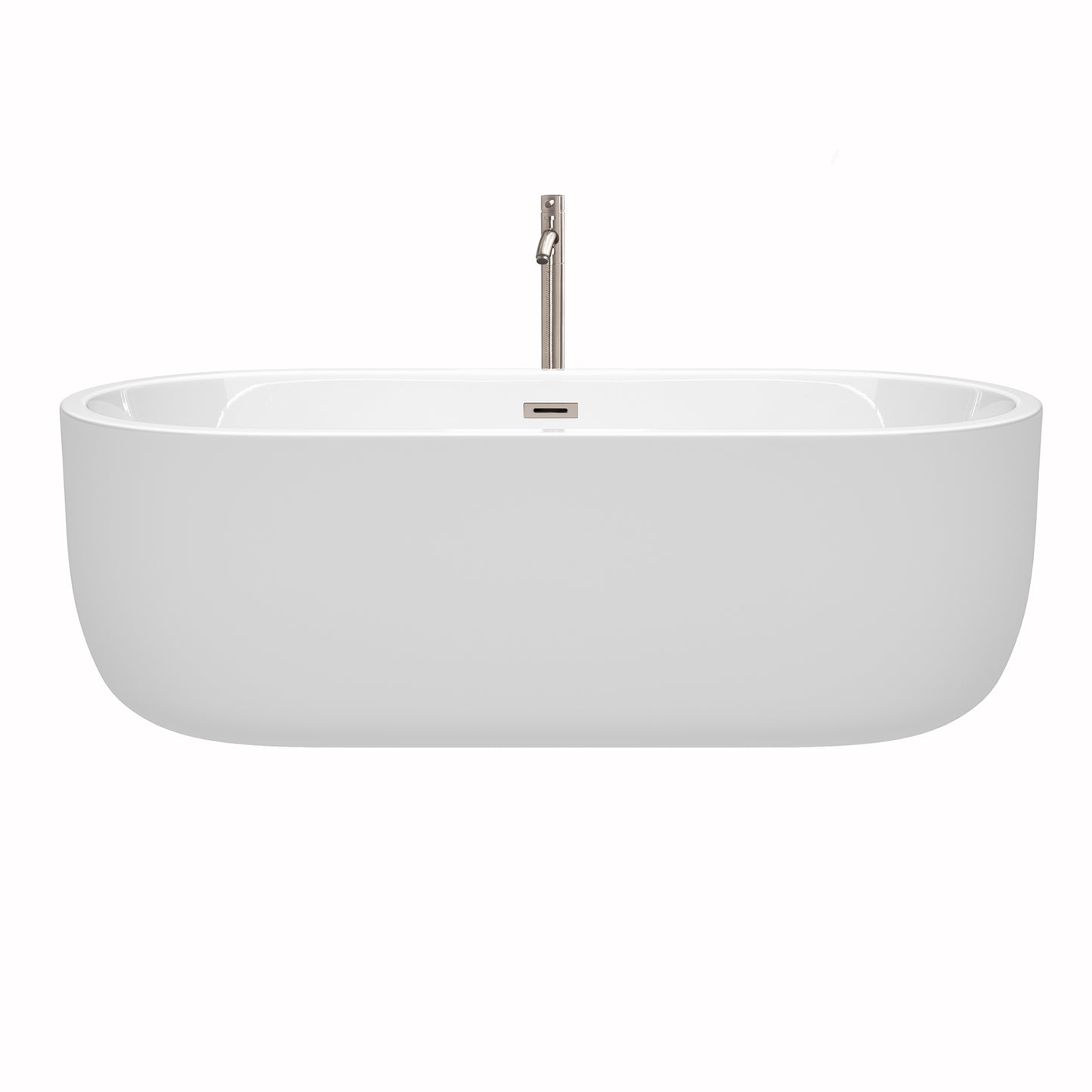 Juliette 71" Freestanding Bathtub in White, Overflow Trim in Brushed Nickel
