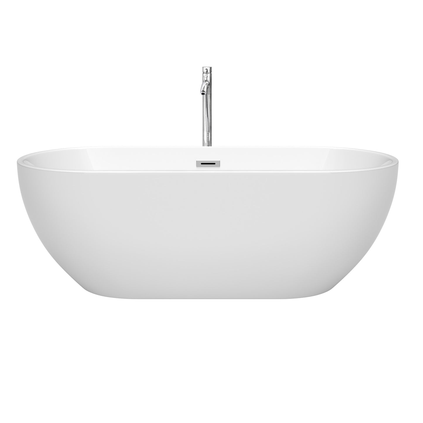 Brooklyn 67" Freestanding Bathtub in White, Overflow Trim in Polished Chrome