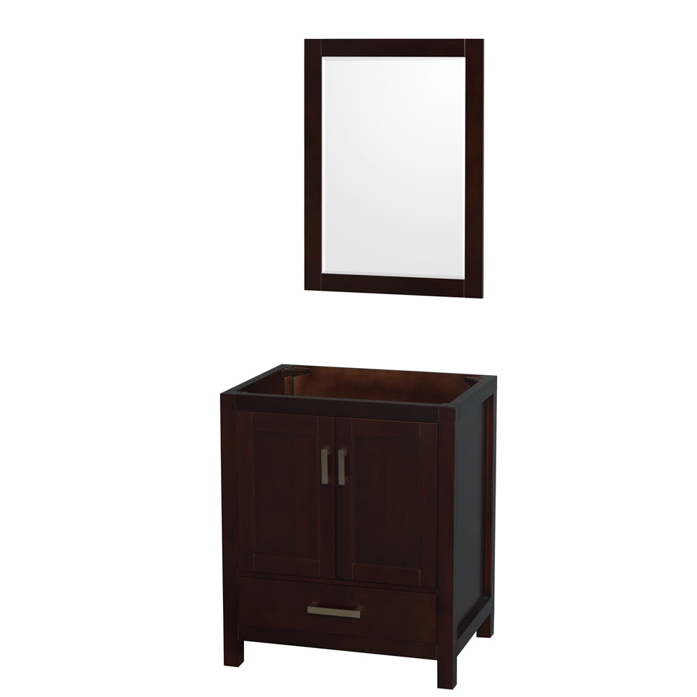 Sheffield 30" Single Vanity in Espresso, No Top, No Sink, 24" Mirror