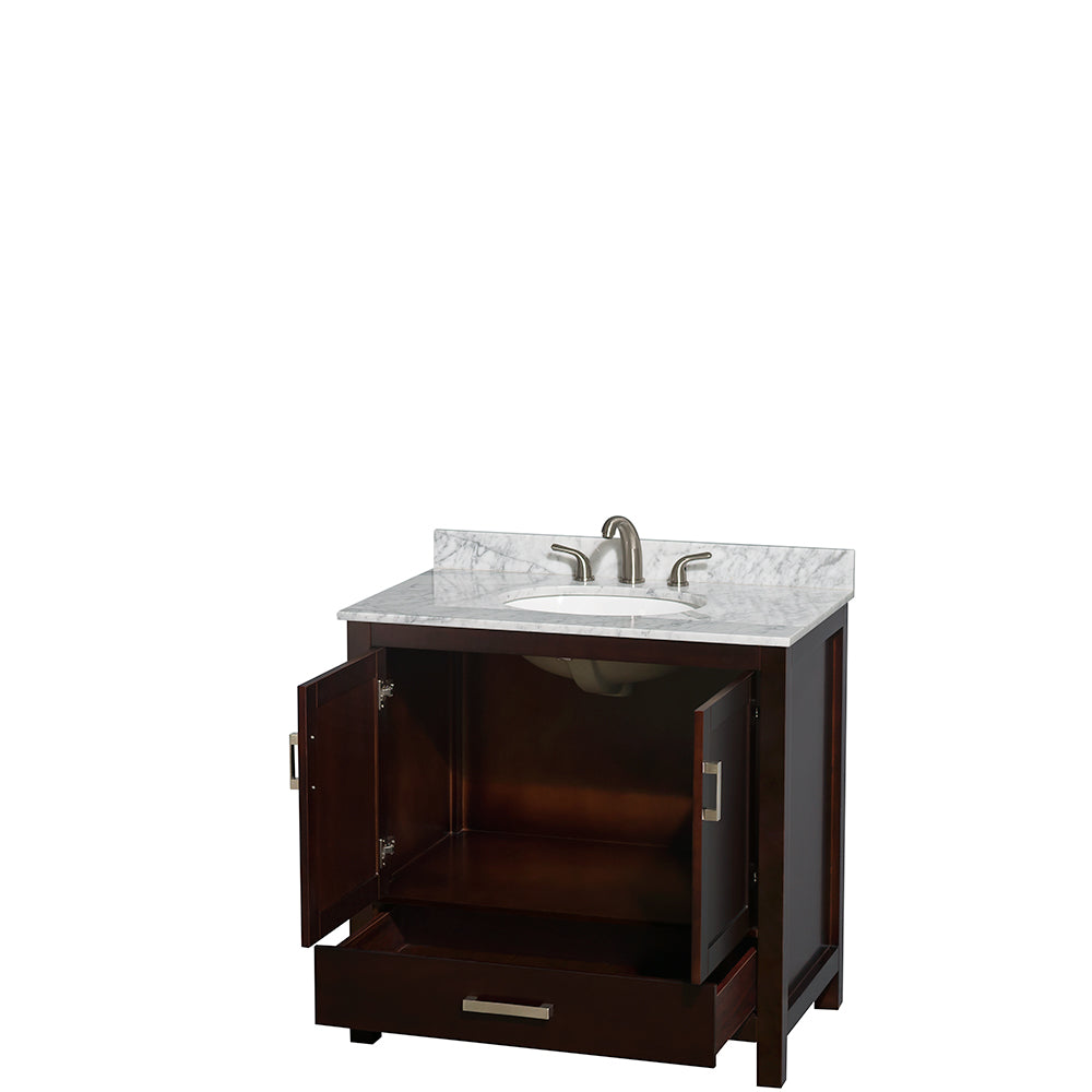 Sheffield 36" Single Vanity in Espresso, Top, Oval Sink, No Mirror