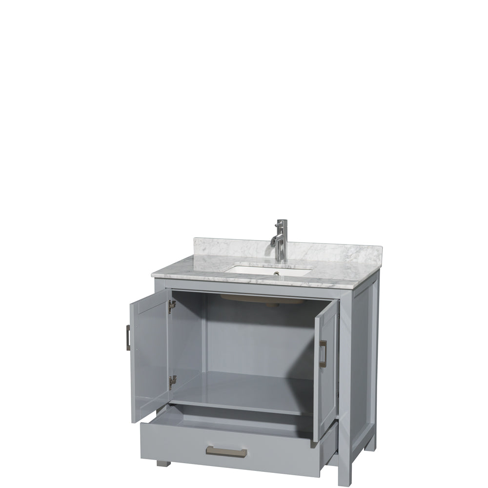Sheffield 36" Single Vanity in Gray, Top, Square Sink, No Mirror
