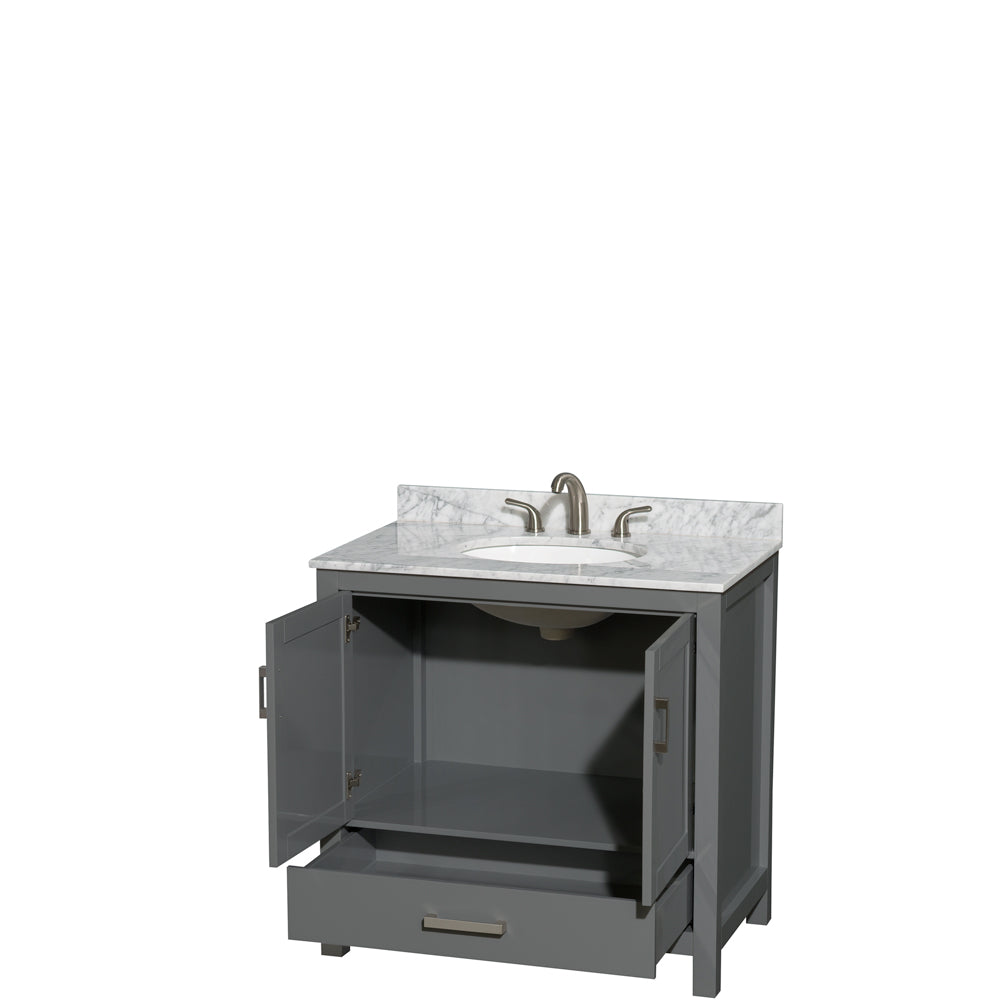 Sheffield 36" Single Vanity in Dark Gray, Top, Oval Sink, No Mirror
