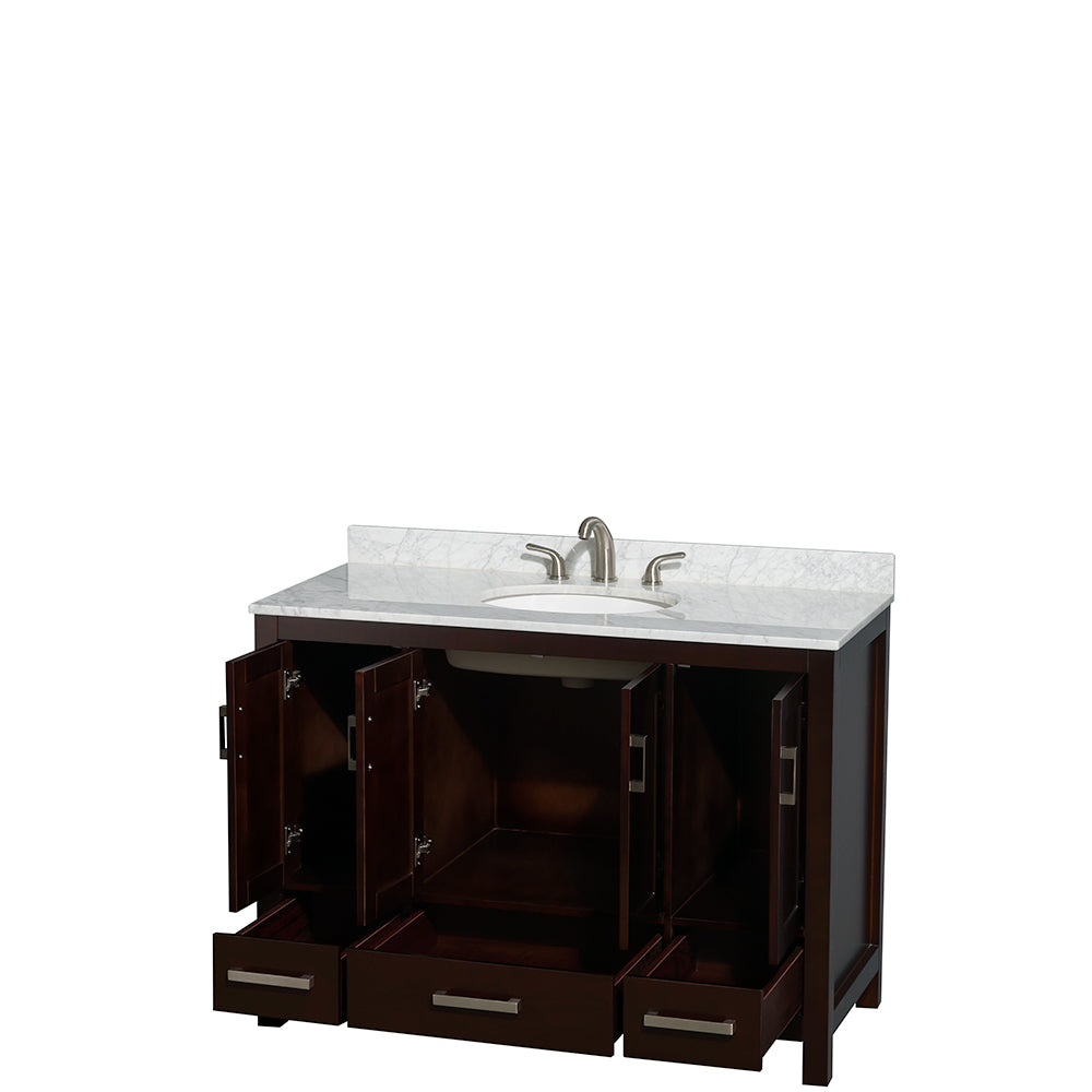 Sheffield 48" Single Vanity in Espresso, Top, Oval Sink, No Mirror