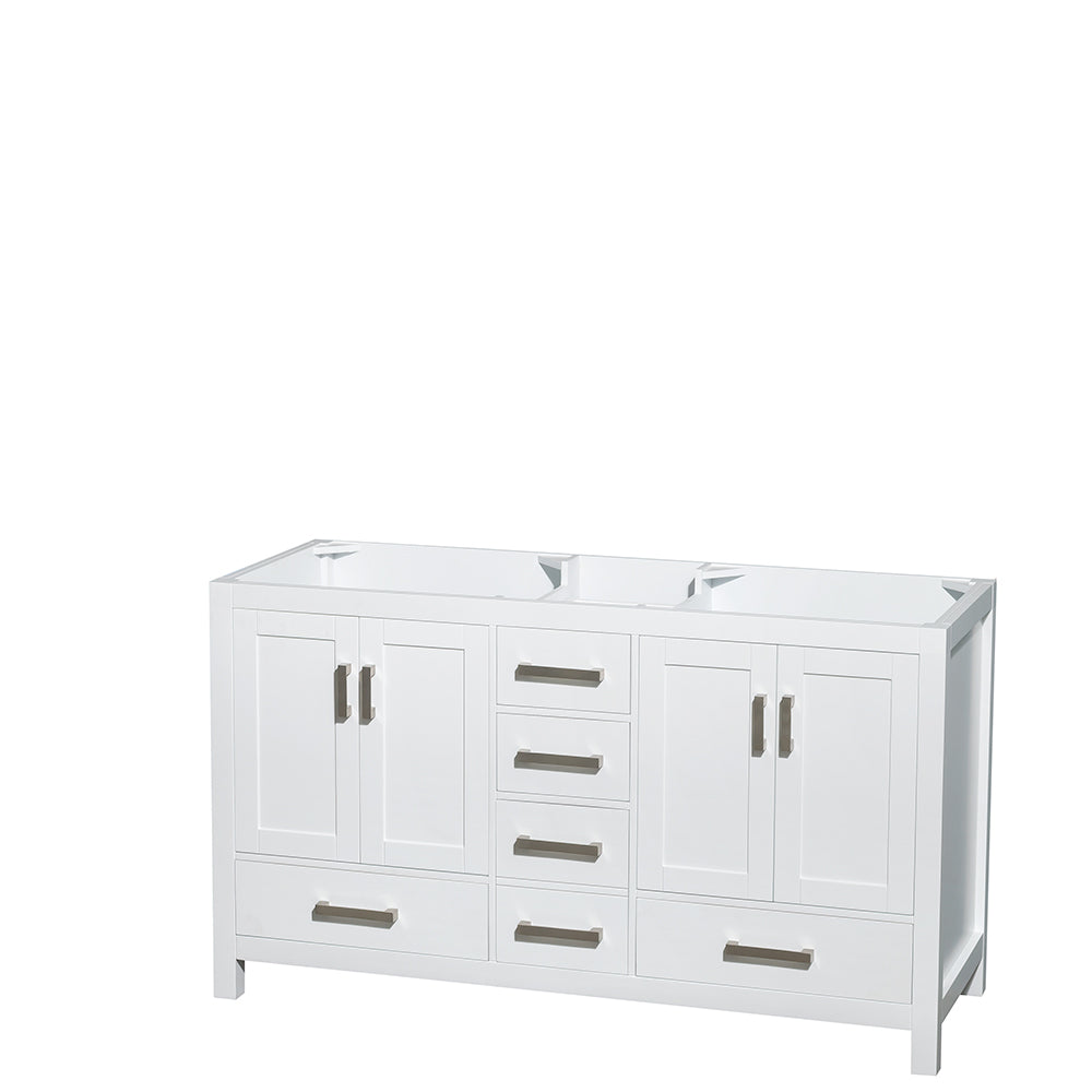 Sheffield 60" Double Vanity in White, Top, Oval Sinks, 58" Mirror
