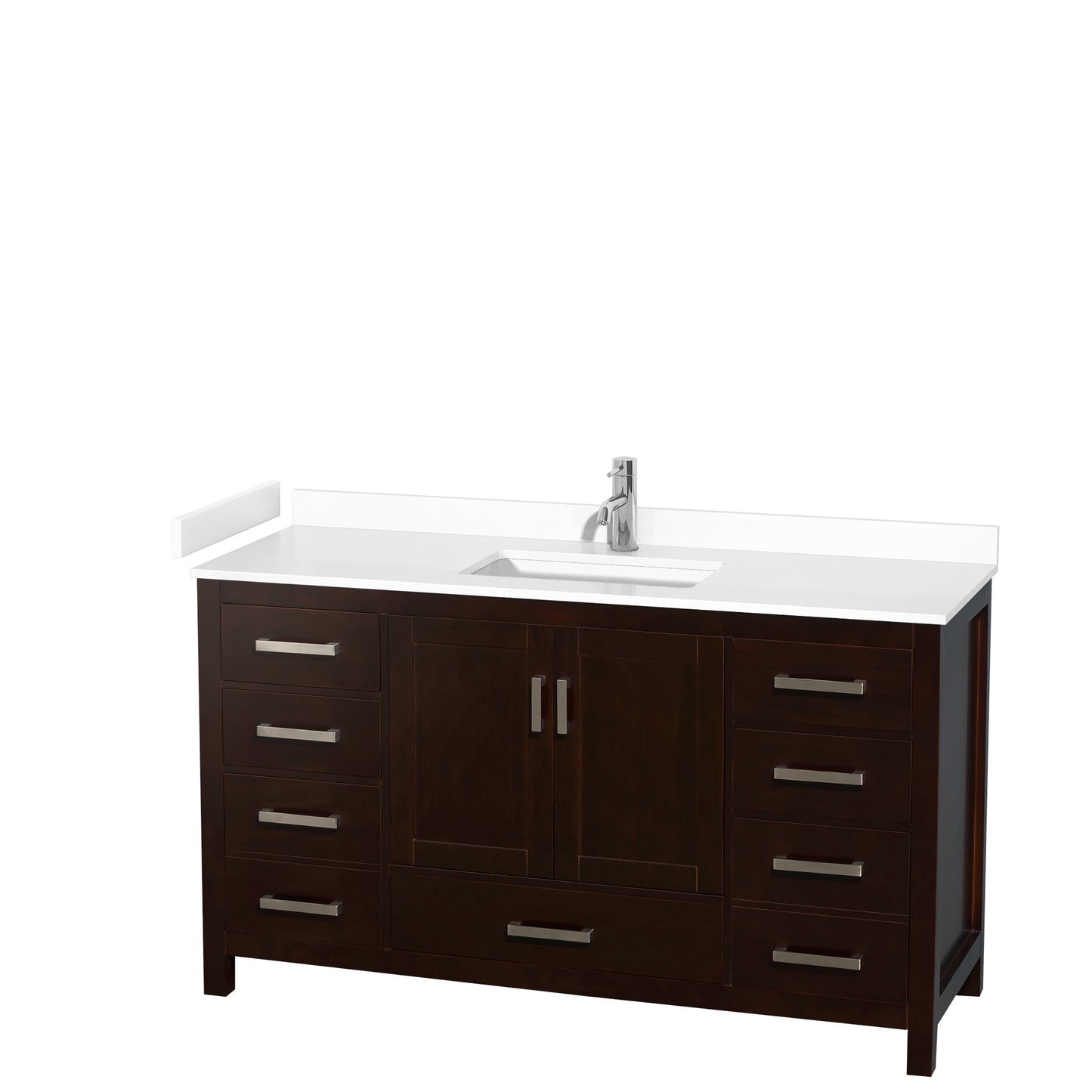 Sheffield 60" Single Vanity in Espresso, White Marble Top, Square No Mirror