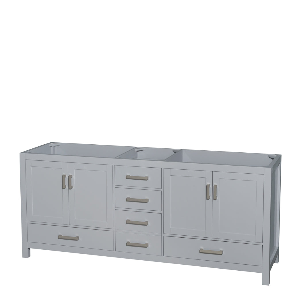Sheffield 80" Double Vanity in Gray, No Top, No Sink, No Mirror