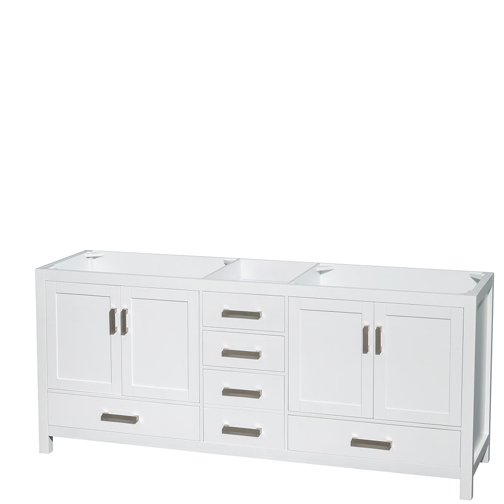 Sheffield 80" Double Vanity in White, Top, Oval Sinks, Medicine Cabinets