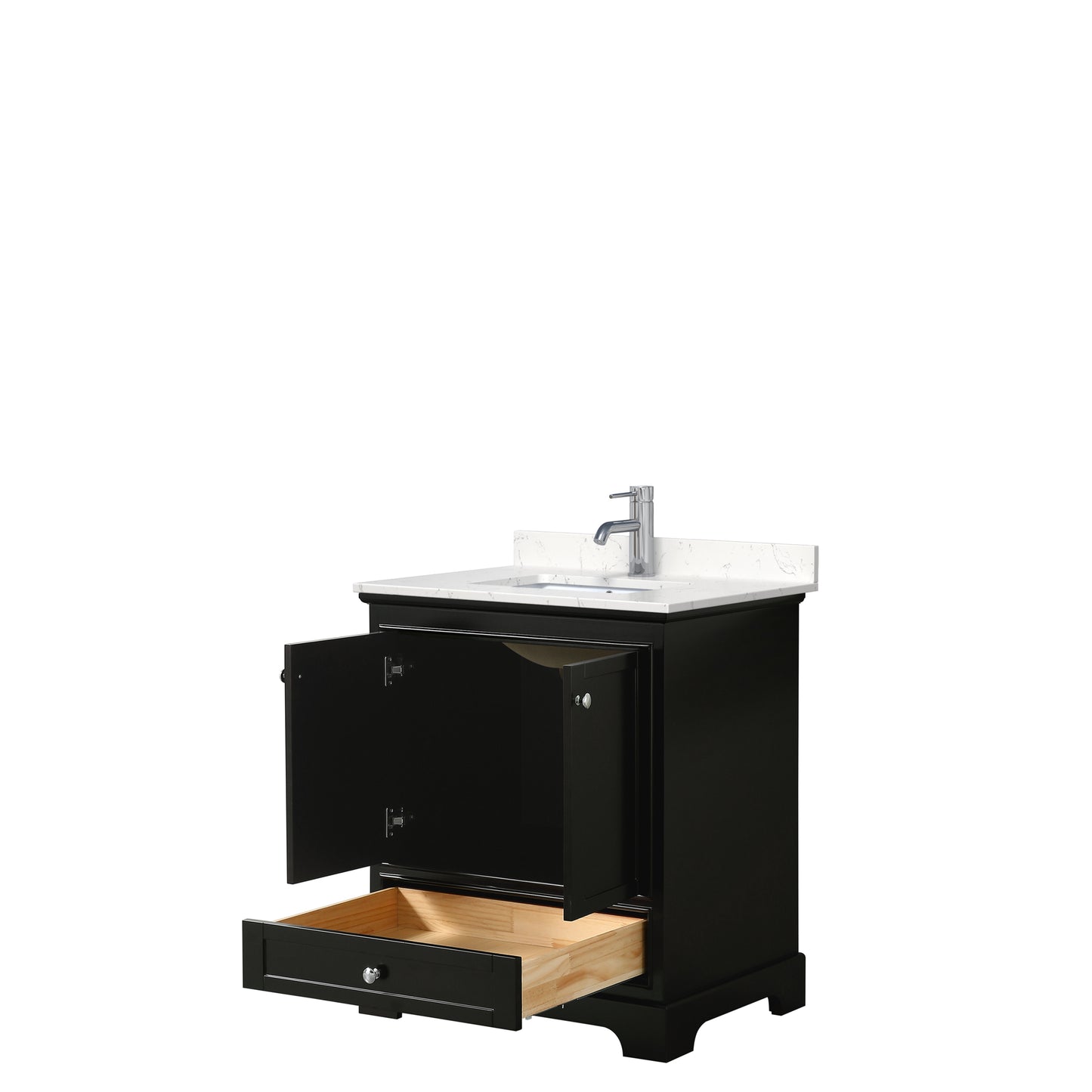 Deborah 30" Single Vanity in Dark Espresso, Carrara Cultured Marble Top, Sink