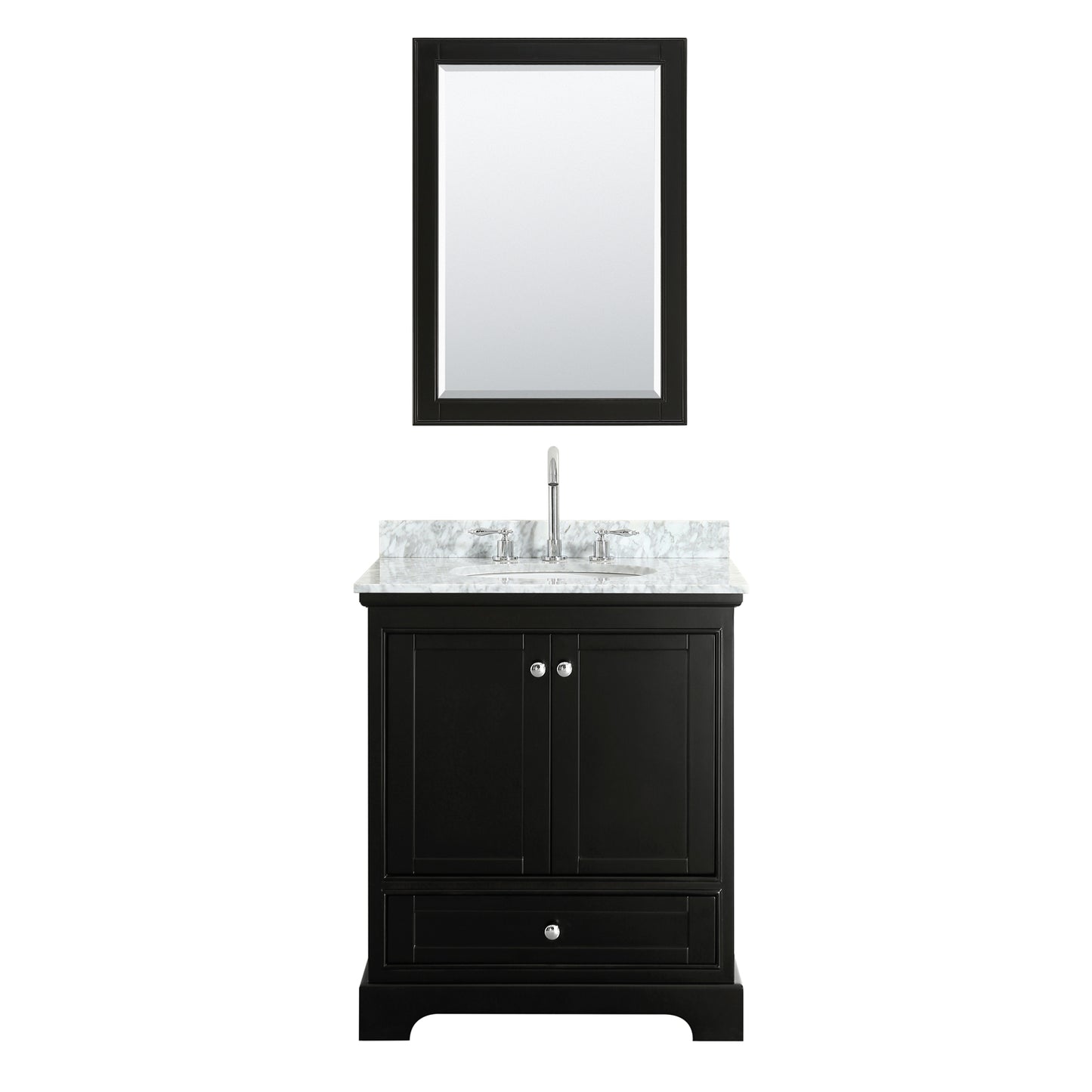 Deborah 30" Single Vanity in Dark Espresso, Top, Oval Sink, 24" Mirror