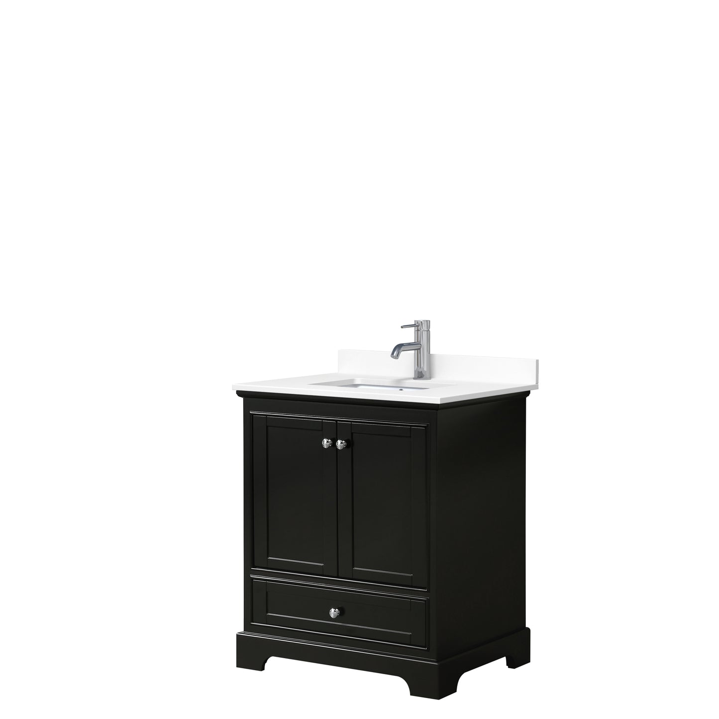 Deborah 30" Single Vanity in Dark Espresso, White Cultured Marble Top, Sink