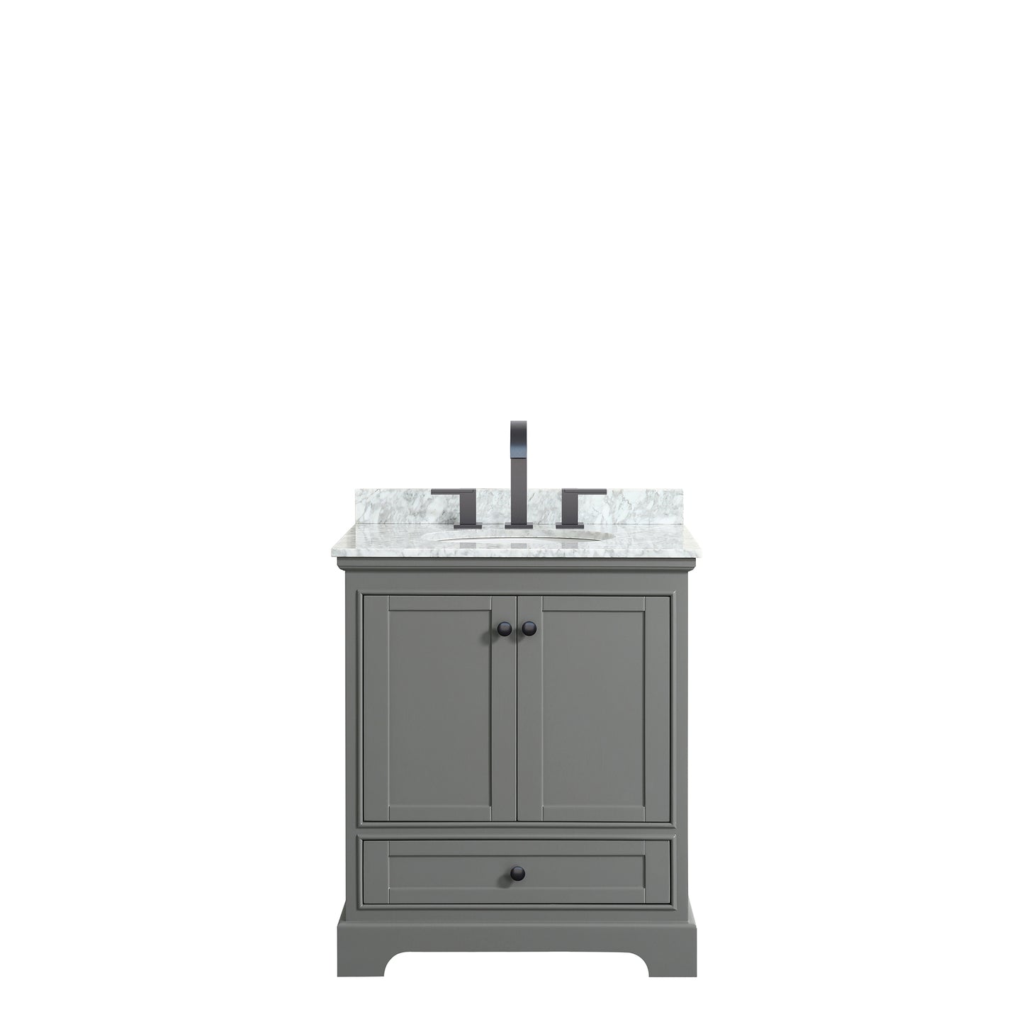 Deborah 30" Single Vanity in Dark Gray, Top, Oval Sink, Matte Black Trim