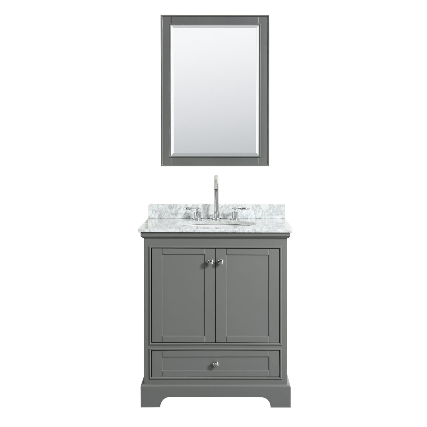 Deborah 30" Single Vanity in Dark Gray, Top, Oval Sink, Medicine Cabinet