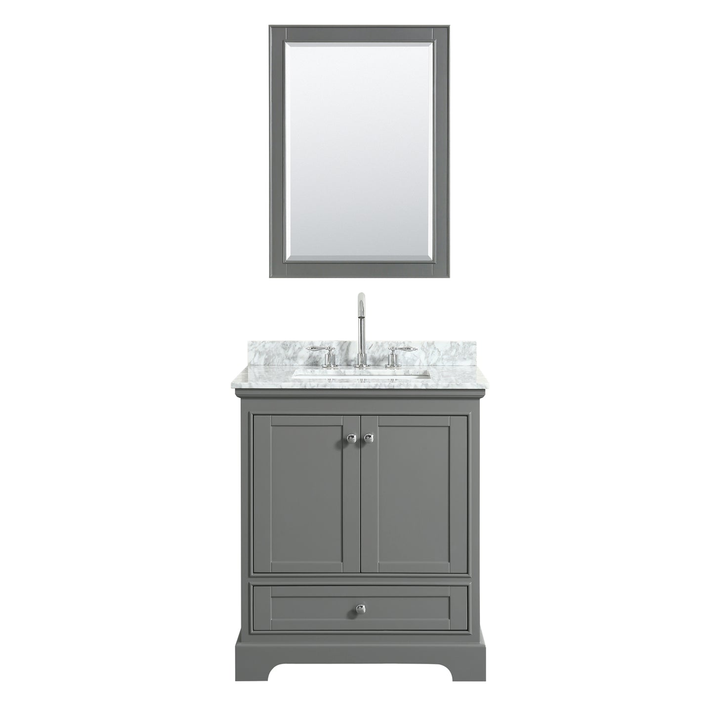 Deborah 30" Single Vanity in Dark Gray, Top, Square Sink, Medicine Cabinet