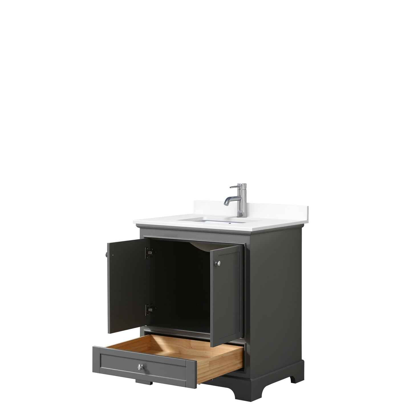 Deborah 30" Single Vanity in Dark Gray, White Cultured Marble Top, Sink