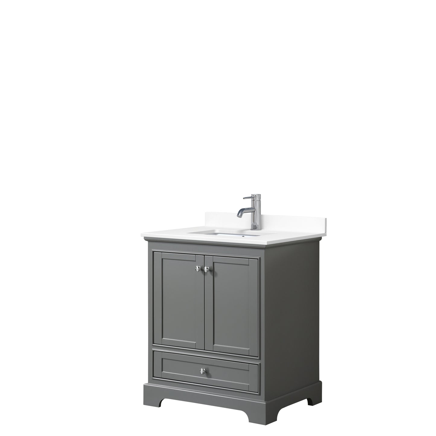 Deborah 30" Single Vanity in Dark Gray, White Cultured Marble Top, Sink