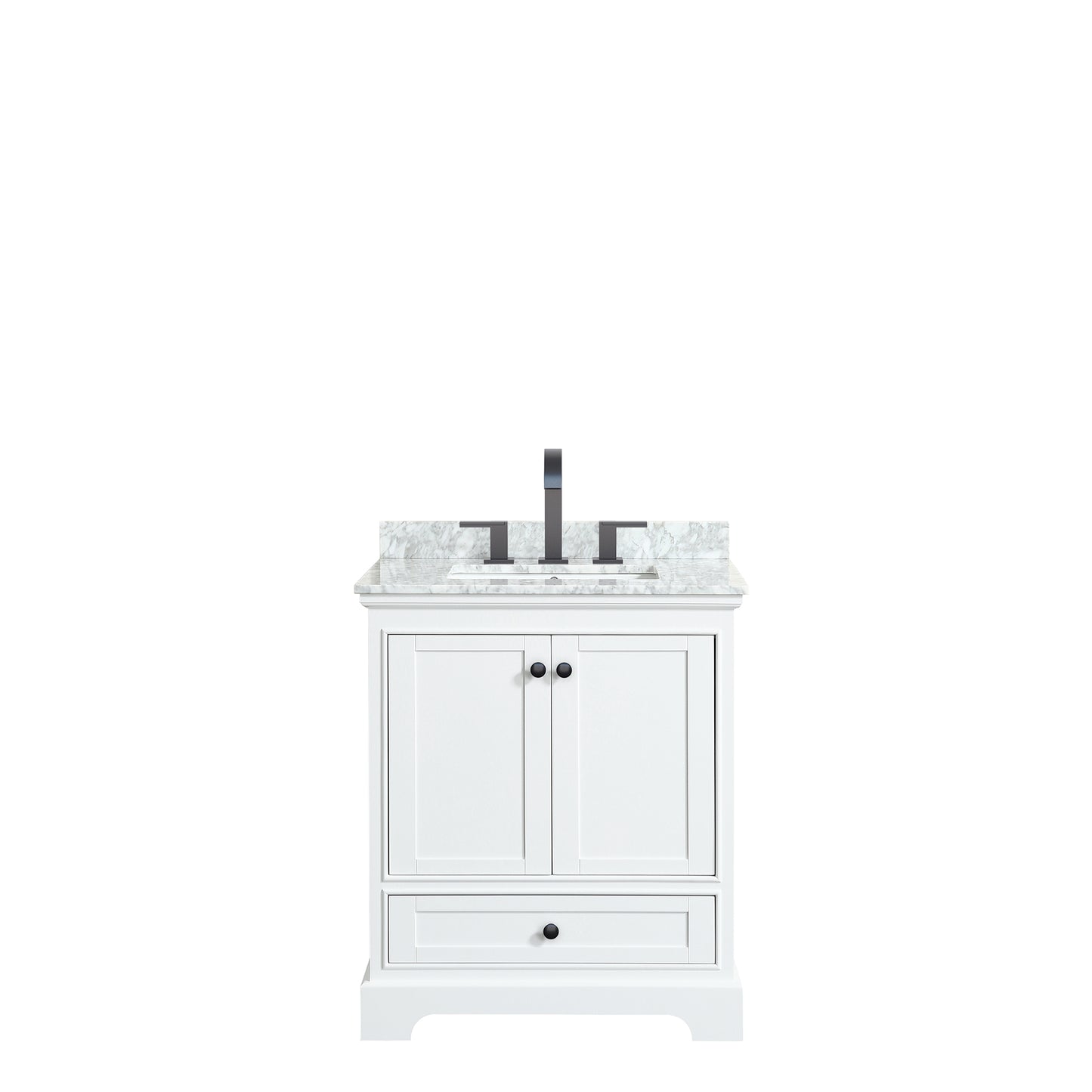 Deborah 30" Single Vanity in White, Top, Square Sink, Matte Black Trim