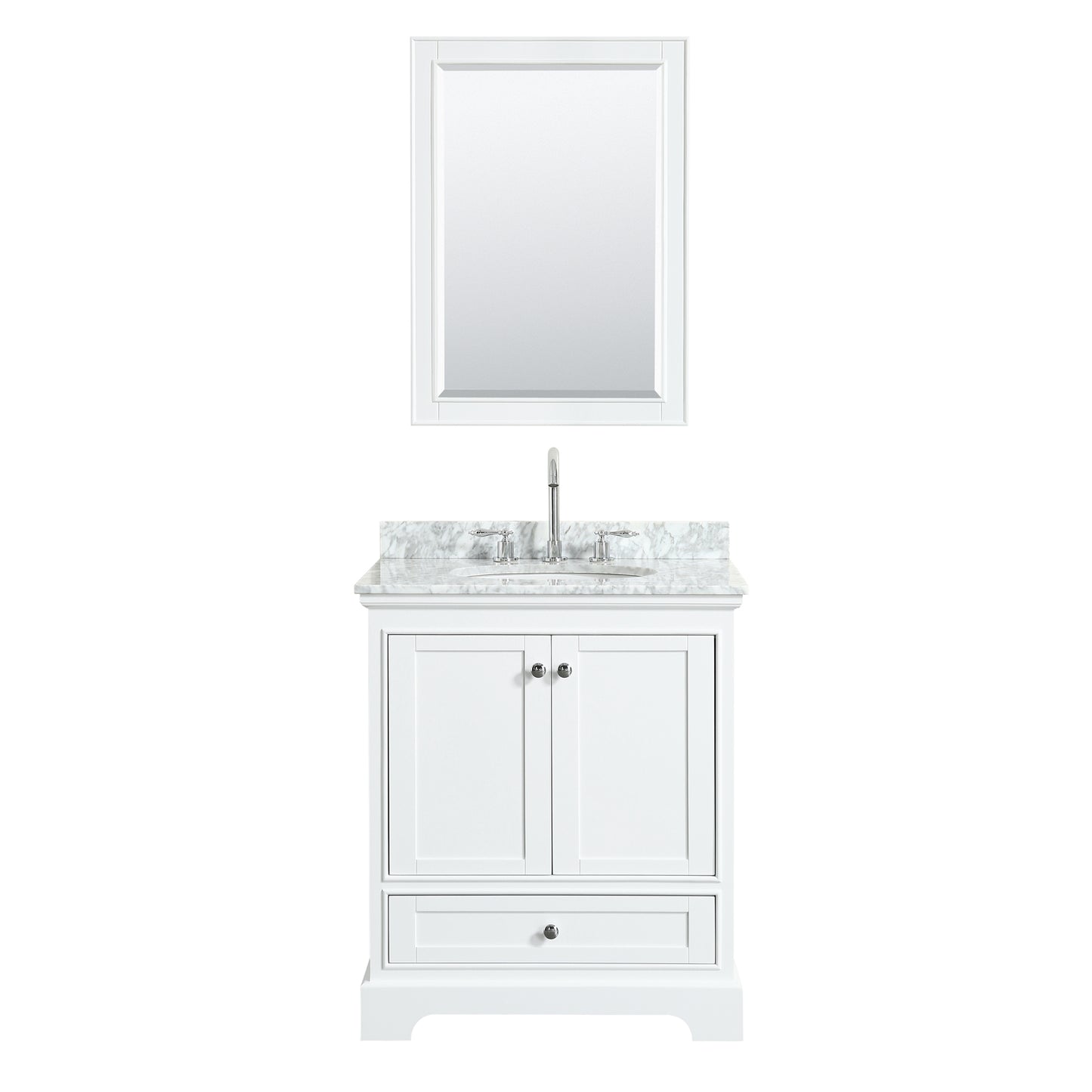 Deborah 30" Single Vanity in White, Top, Oval Sink, Medicine Cabinet