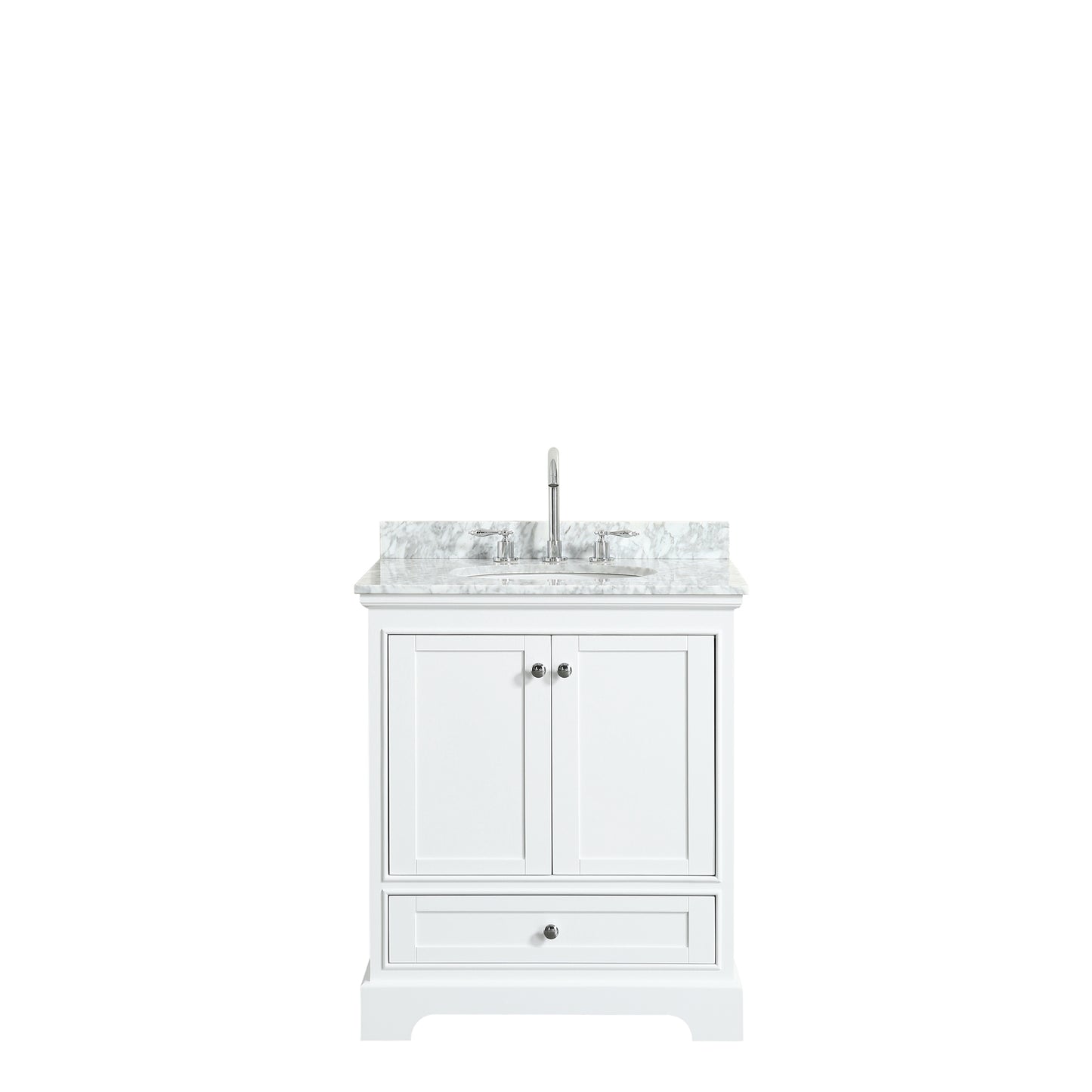 Deborah 30" Single Vanity in White, Top, Oval Sink, No Mirror