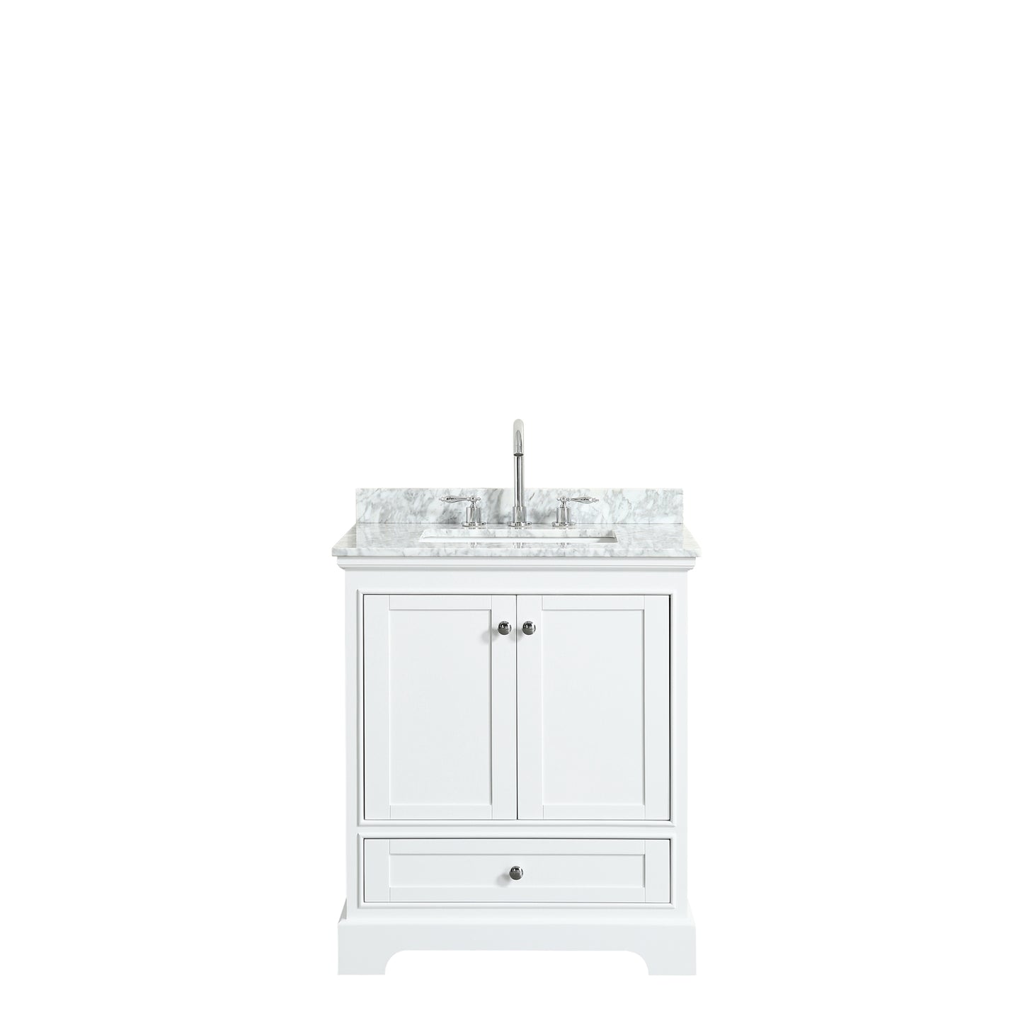 Deborah 30" Single Vanity in White, Top, Square Sink, No Mirror