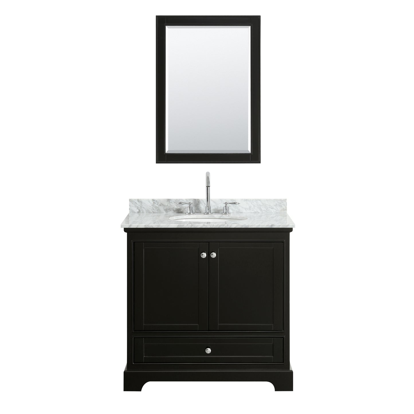 Deborah 36" Single Vanity in Dark Espresso, Top, Oval Sink, 24" Mirror