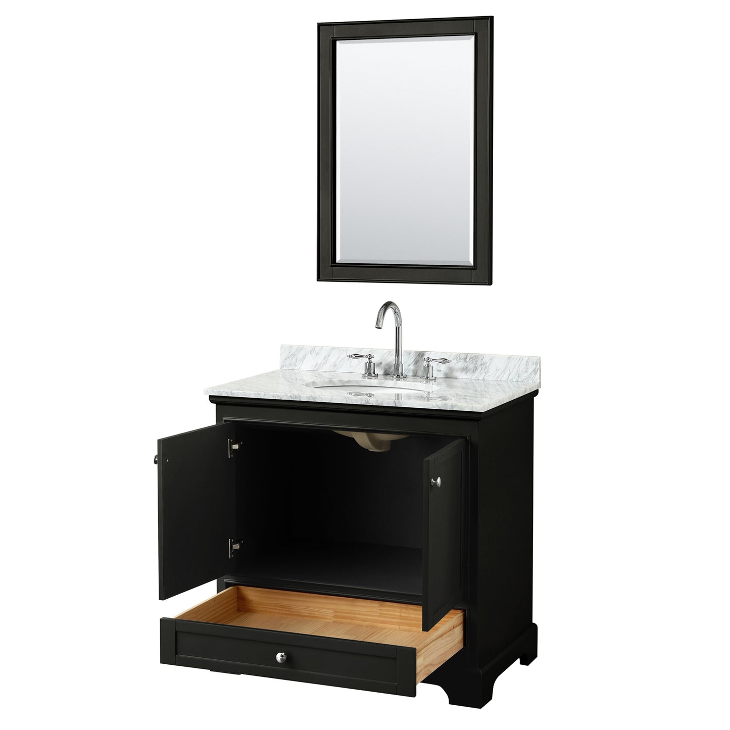 Deborah 36" Single Vanity in Dark Espresso, Top, Oval Sink, 24" Mirror