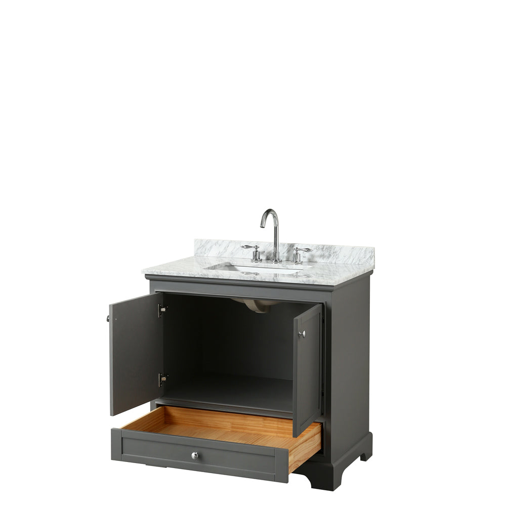 Deborah 36" Single Vanity in Dark Gray, Top, Square Sink, No Mirror