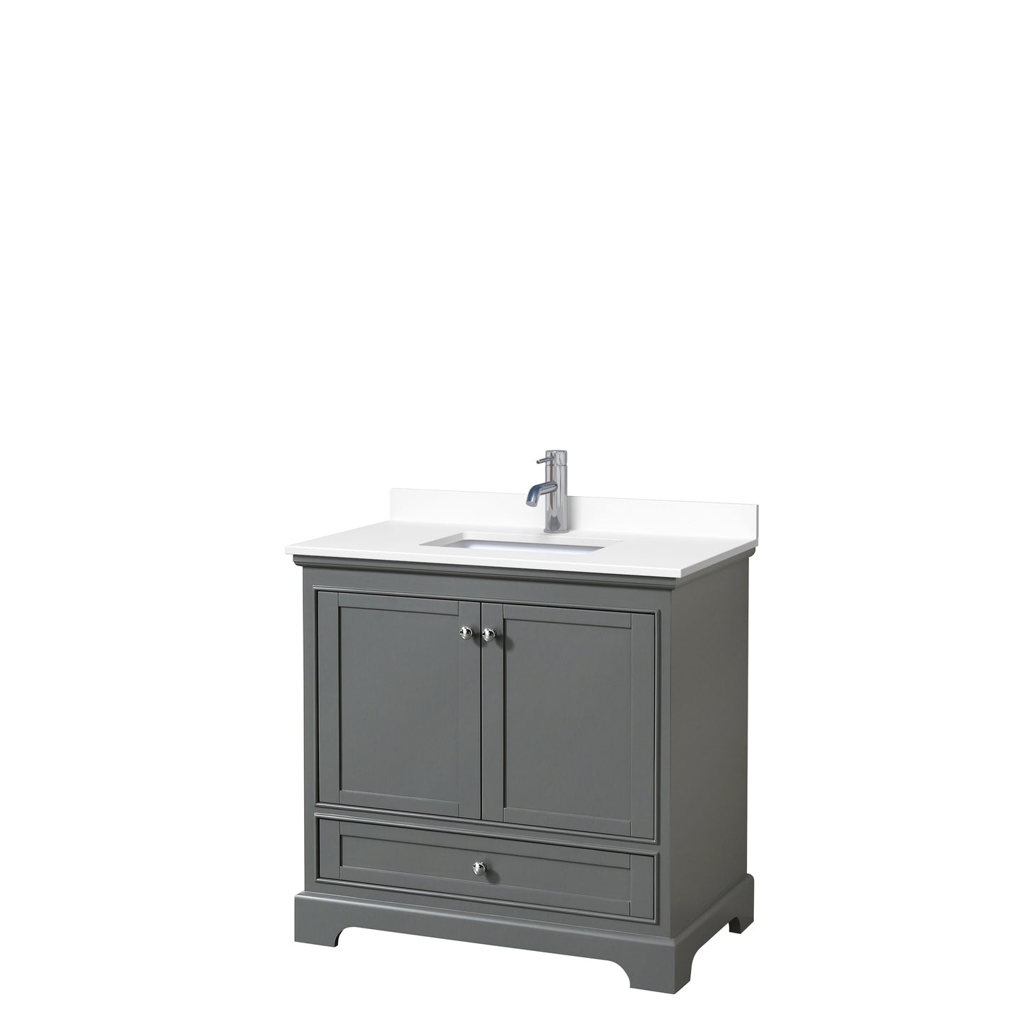 Deborah 36" Single Vanity in Dark Gray, White Cultured Marble Top, Sink