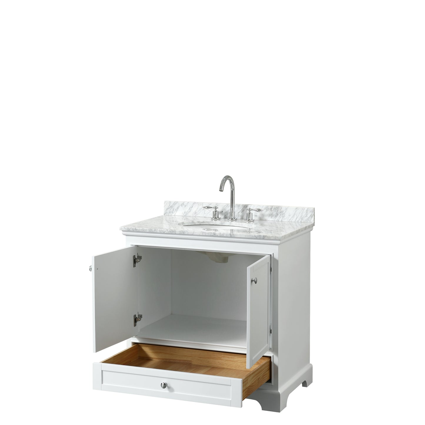 Deborah 36" Single Vanity in White, Top, Oval Sink, No Mirror
