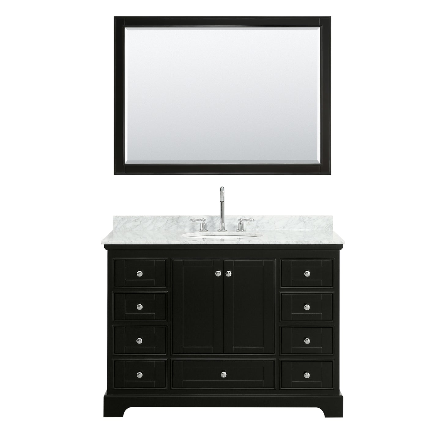 Deborah 48" Single Vanity in Dark Espresso, Top, Oval Sink, 46" Mirror